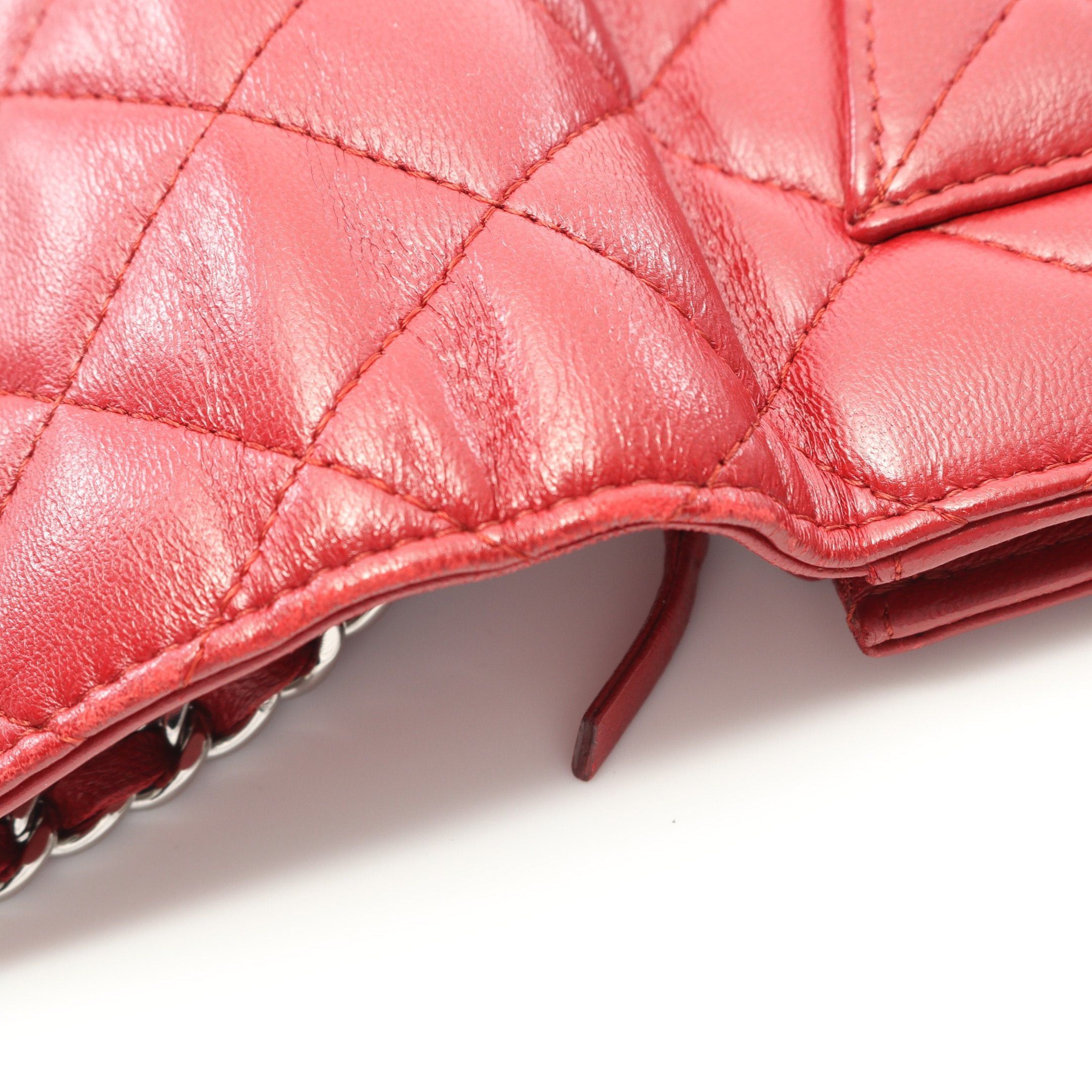 Chanel Chanel Matelasse Chain Wallet Lambskin Red Silver Hardware Size ONE SIZE - 9 Thumbnail