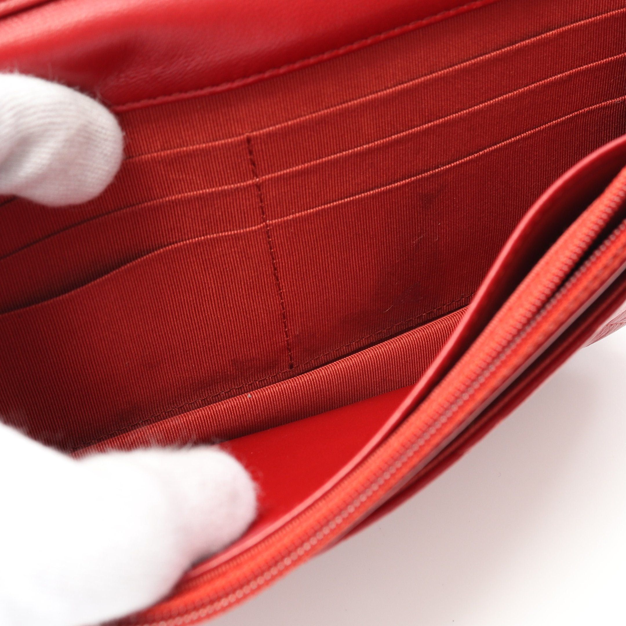 Chanel Chanel Matelasse Chain Wallet Lambskin Red Silver Hardware Size ONE SIZE - 7 Thumbnail