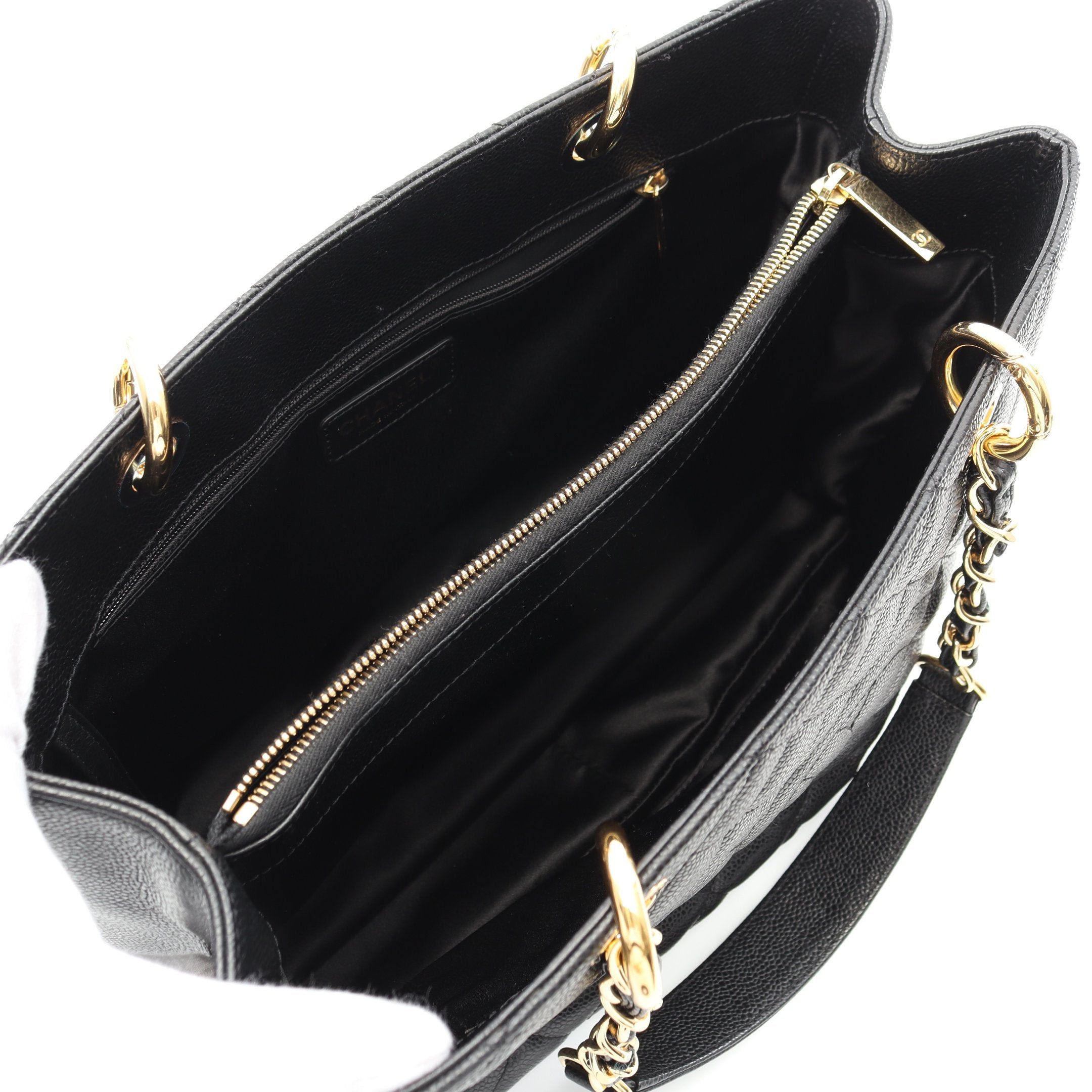 Chanel Chanel Matelasse Grand Shopping Gst Chain Shoulder Bag Tote Caviar Skin Black Gold Hardware Size ONE SIZE - 3 Thumbnail