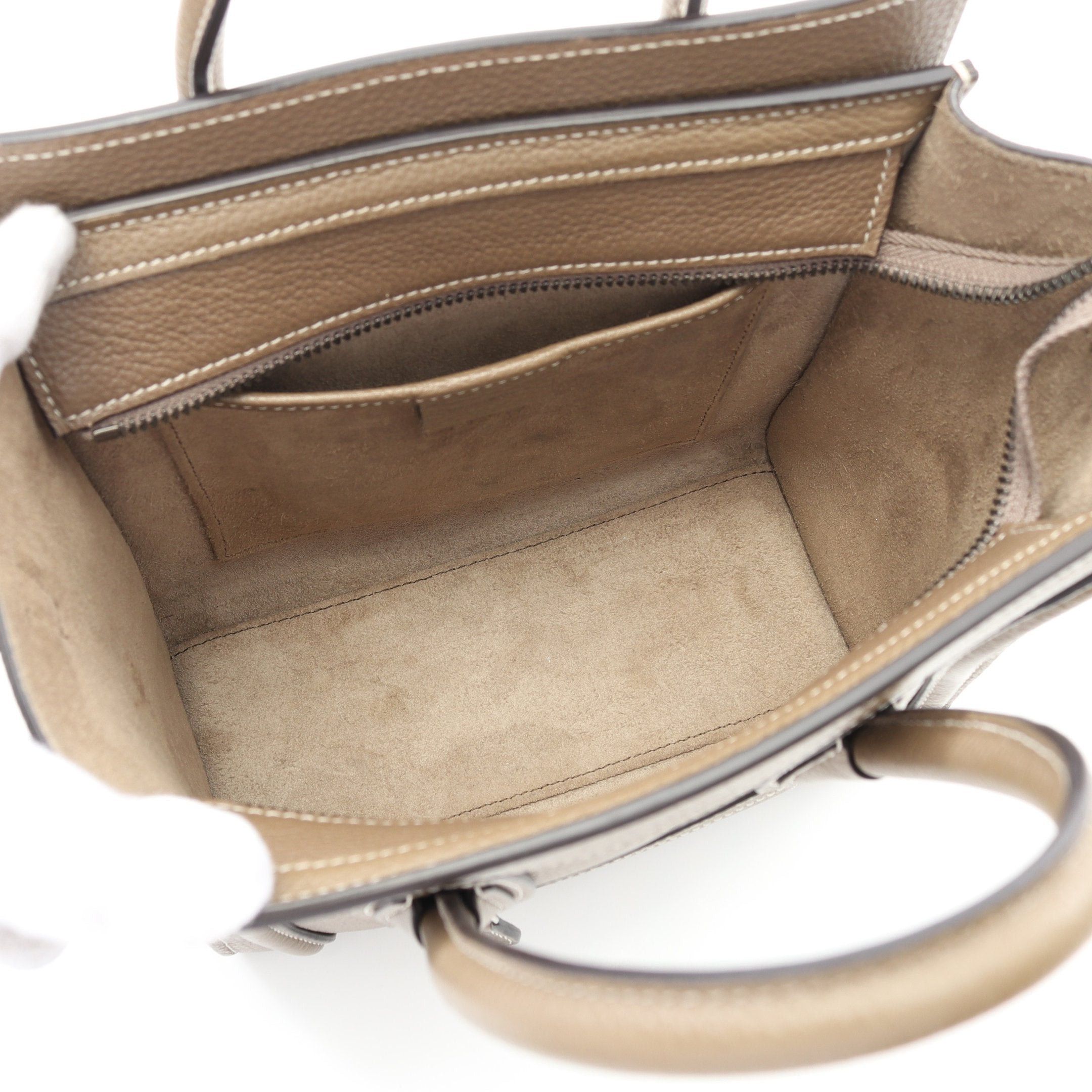 Celine Celine Luggage Nano Shopper Handbag Leather Gray Brown Size ONE SIZE - 3 Thumbnail