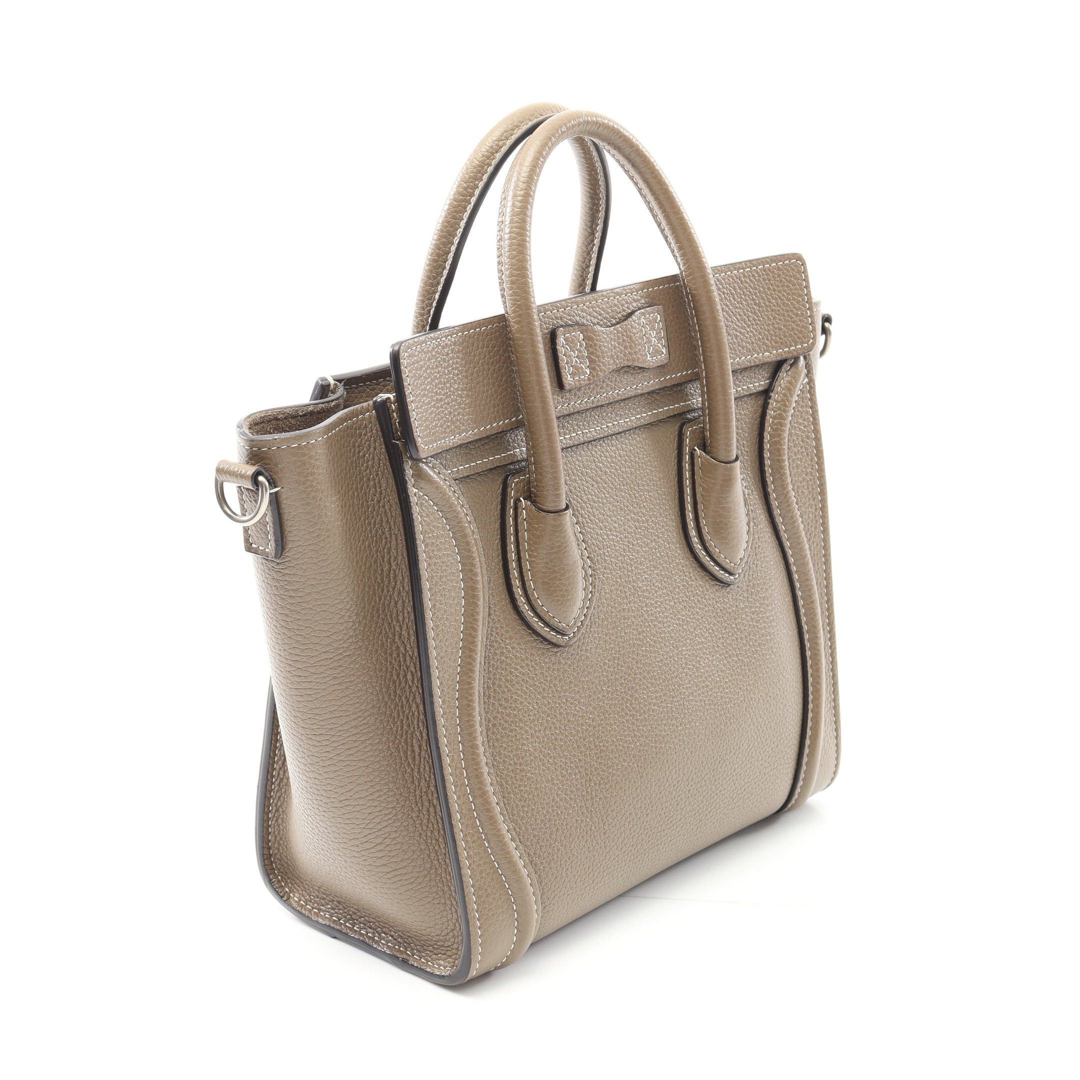 Celine Celine Luggage Nano Shopper Handbag Leather Gray Brown Size ONE SIZE - 2 Thumbnail