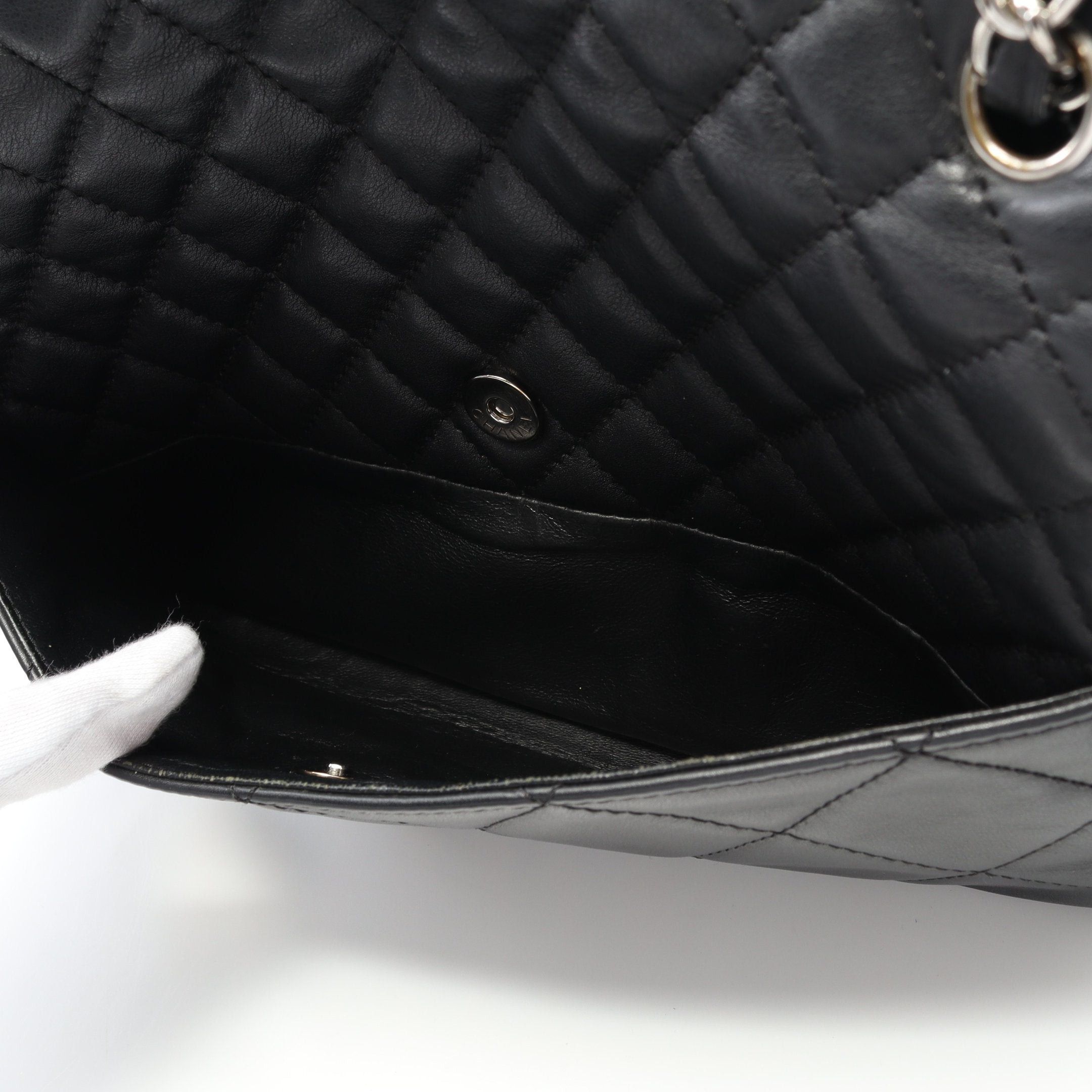 Chanel Chanel Matelasse Double Chain Shoulder Bag Lambskin Black Silver Hardware Size ONE SIZE - 10 Thumbnail