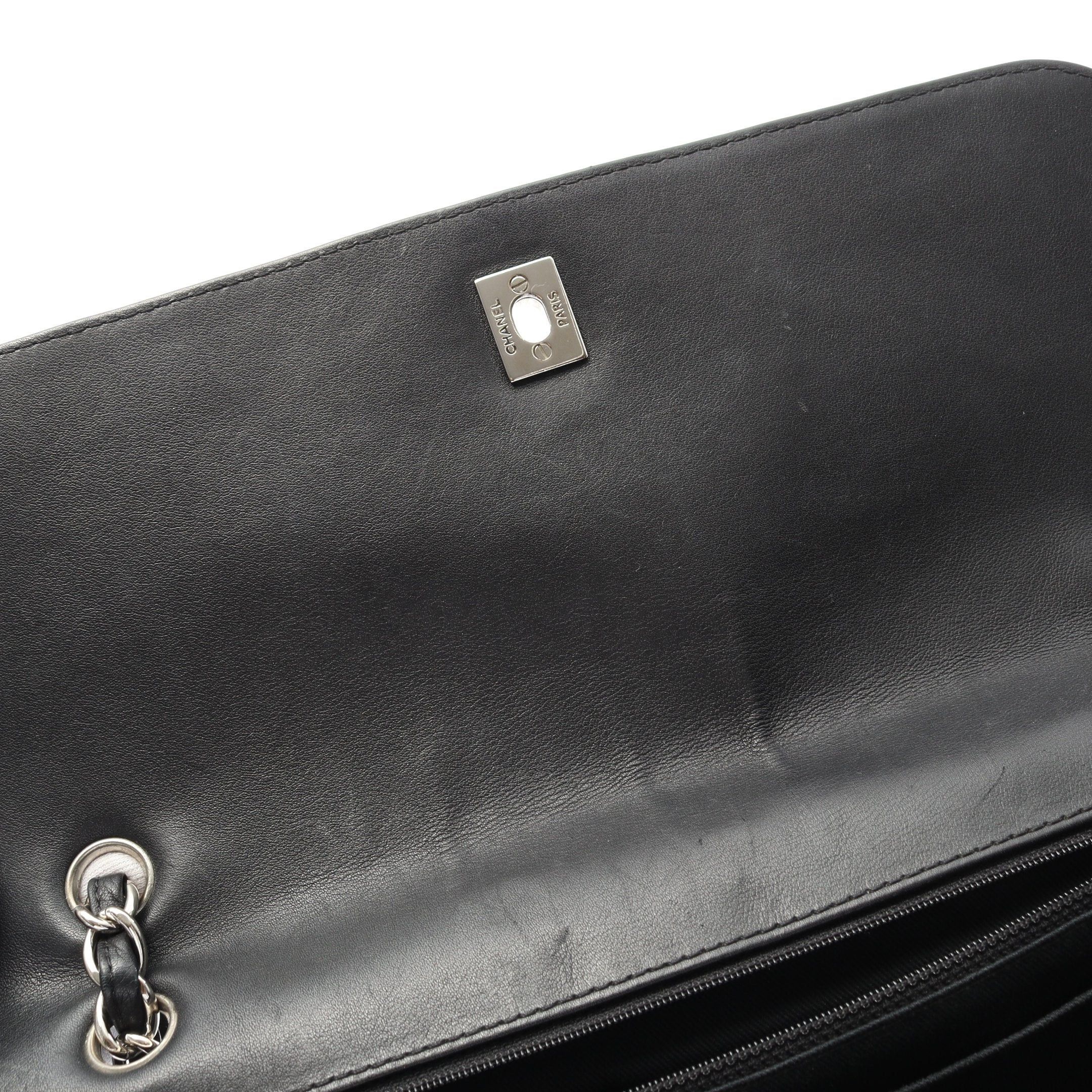 Chanel Chanel Matelasse Double Chain Shoulder Bag Lambskin Black Silver Hardware Size ONE SIZE - 7 Thumbnail