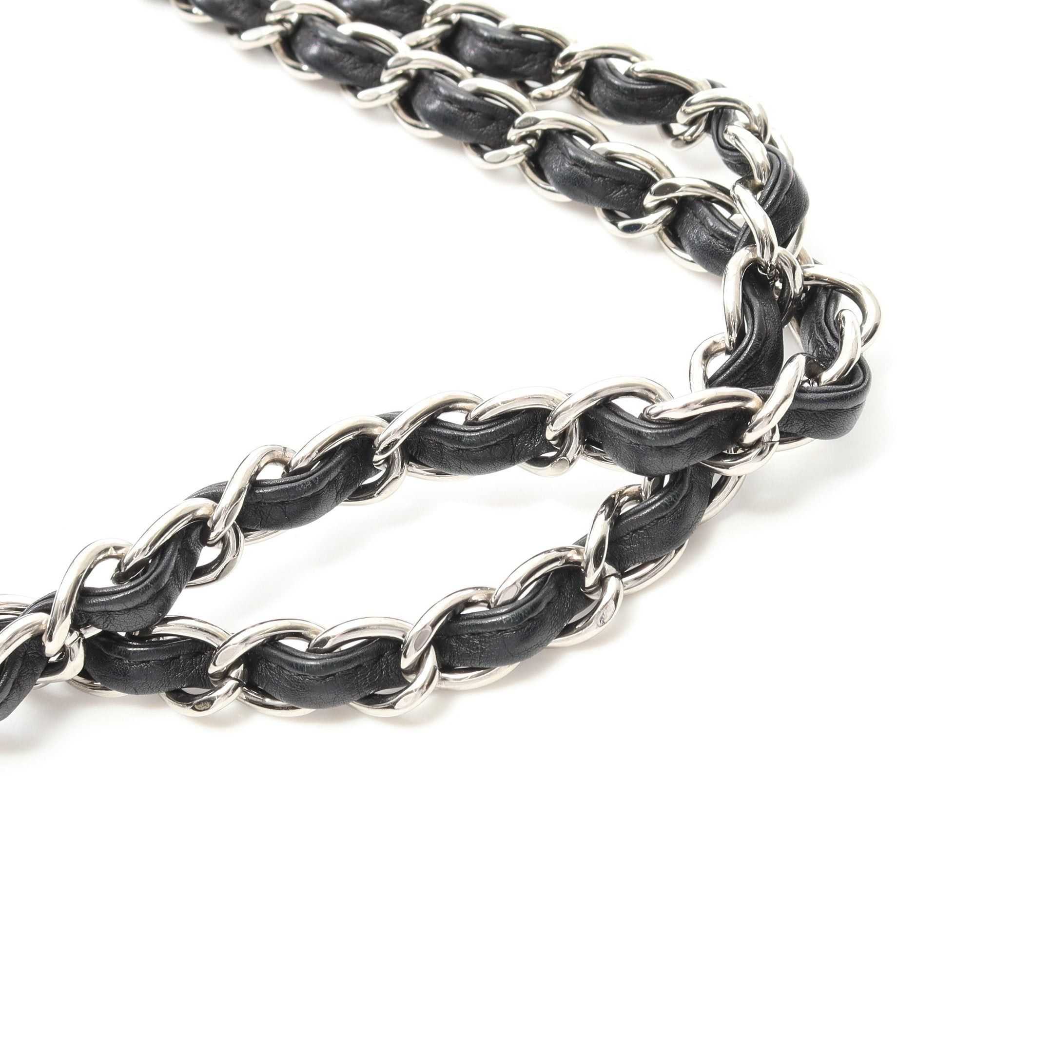 Chanel Chanel Matelasse Double Chain Shoulder Bag Lambskin Black Silver Hardware Size ONE SIZE - 9 Thumbnail