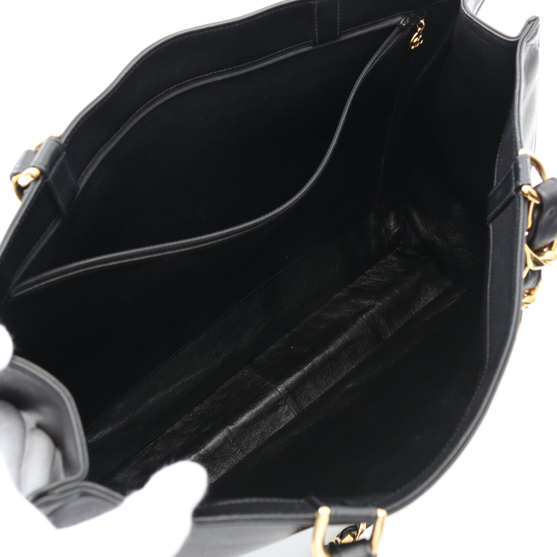 Chanel Chanel Big Coco Mark Chain Shoulder Bag Tote Leather Black Gold Hardware Size ONE SIZE - 3 Thumbnail