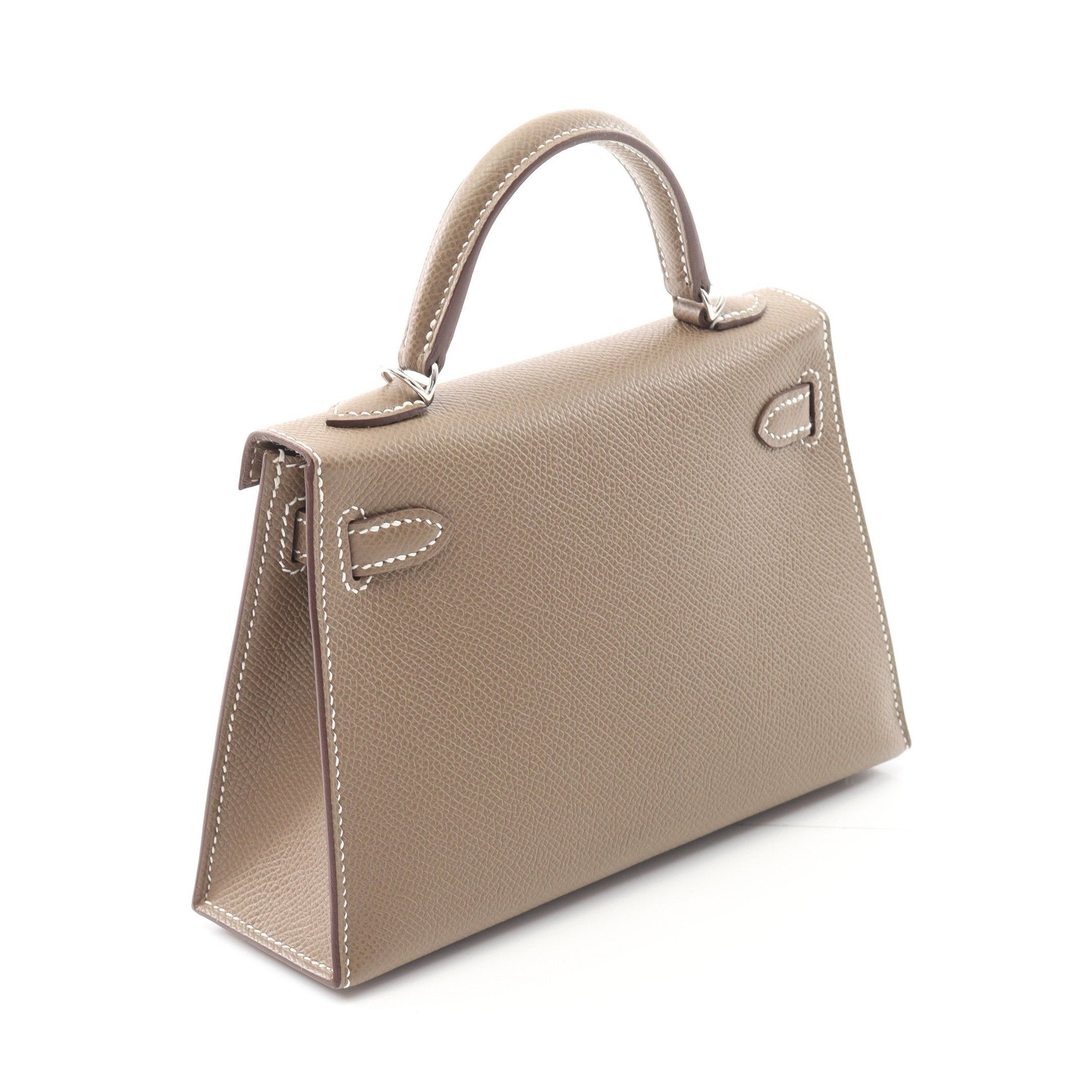 Hermes Hermes Mini Kelly 2 Etoupe Handbag Veau Epsom Gray Brown Silver Hardware Outside Sewing K Stamp Size ONE SIZE - 2 Thumbnail