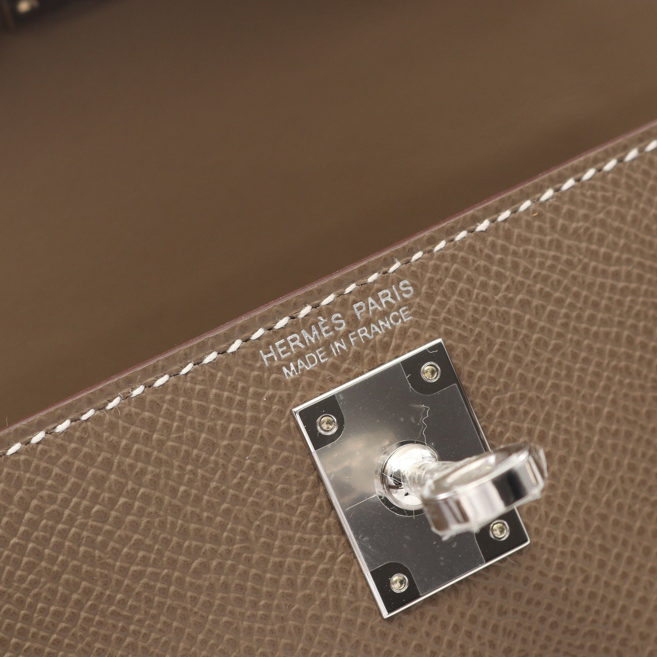 Hermes Hermes Mini Kelly 2 Etoupe Handbag Veau Epsom Gray Brown Silver Hardware Outside Sewing K Stamp Size ONE SIZE - 4 Thumbnail