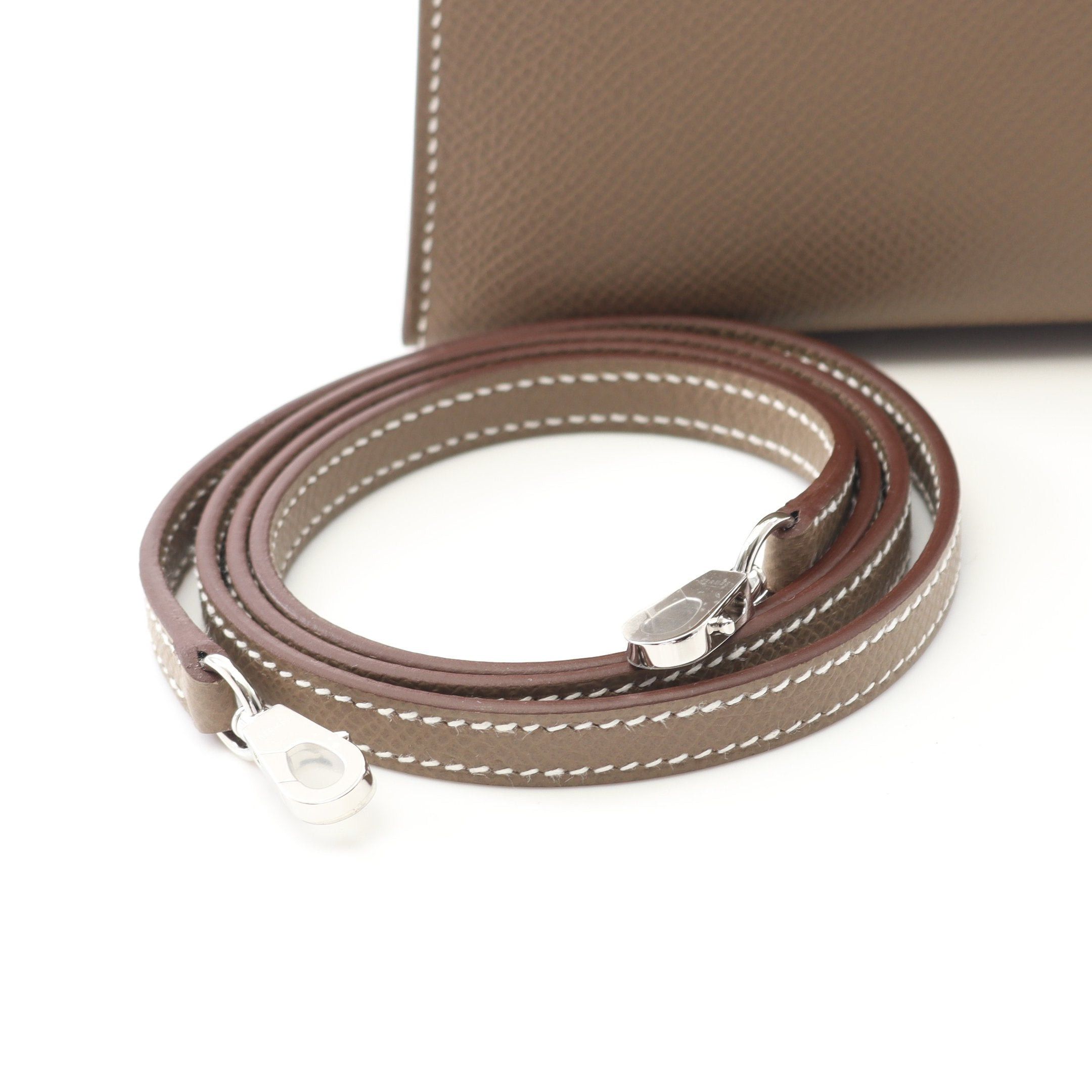 Hermes Hermes Mini Kelly 2 Etoupe Handbag Veau Epsom Gray Brown Silver Hardware Outside Sewing K Stamp Size ONE SIZE - 6 Thumbnail