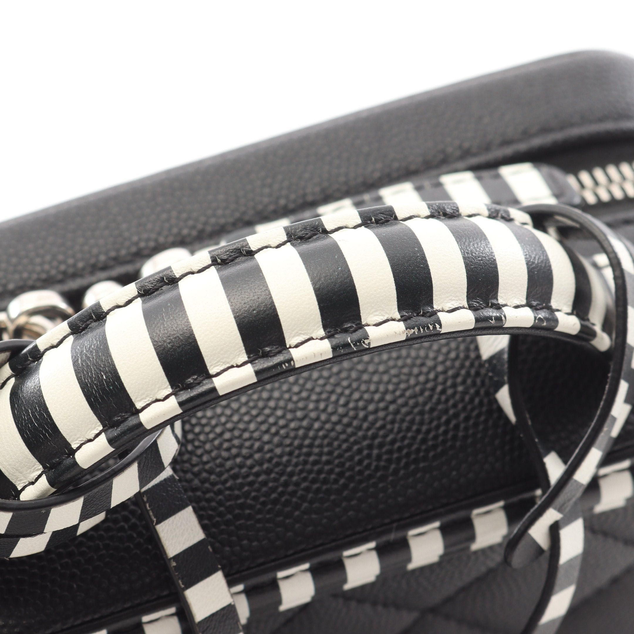 Chanel Chanel Cc Filigree Small Vanity Bag Chain Shoulder Stripes Caviar Skin Black White Silver Hardware Size ONE SIZE - 7 Thumbnail