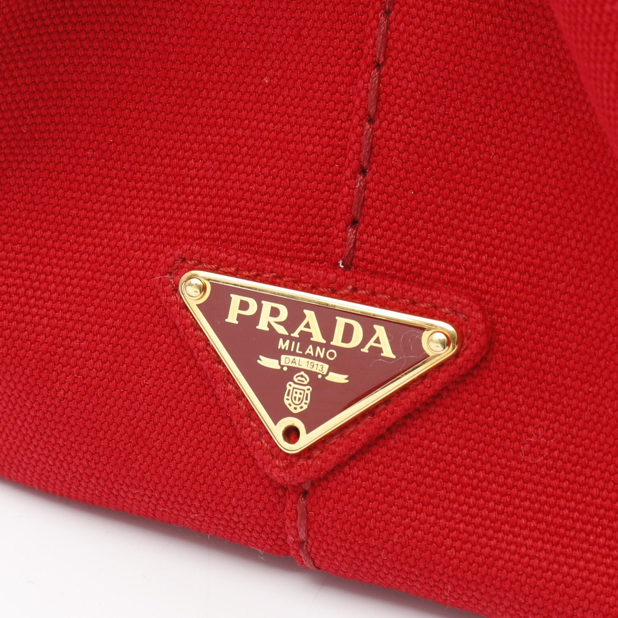 Prada Prada Canapa Kanapa Handbag Tote Bag Canvas Red Size ONE SIZE - 11 Thumbnail