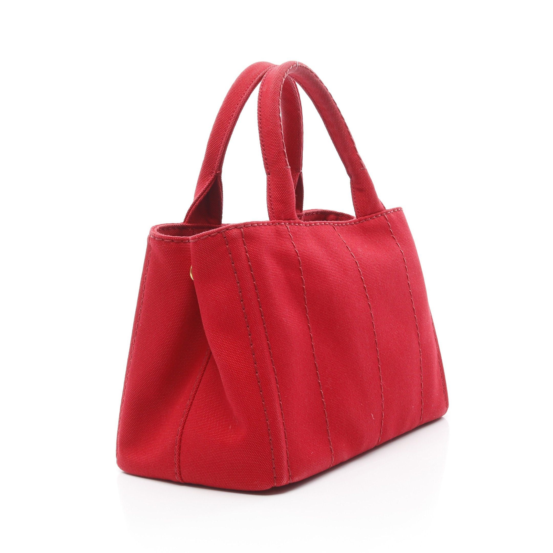 Prada Prada Canapa Kanapa Handbag Tote Bag Canvas Red Size ONE SIZE - 2 Thumbnail