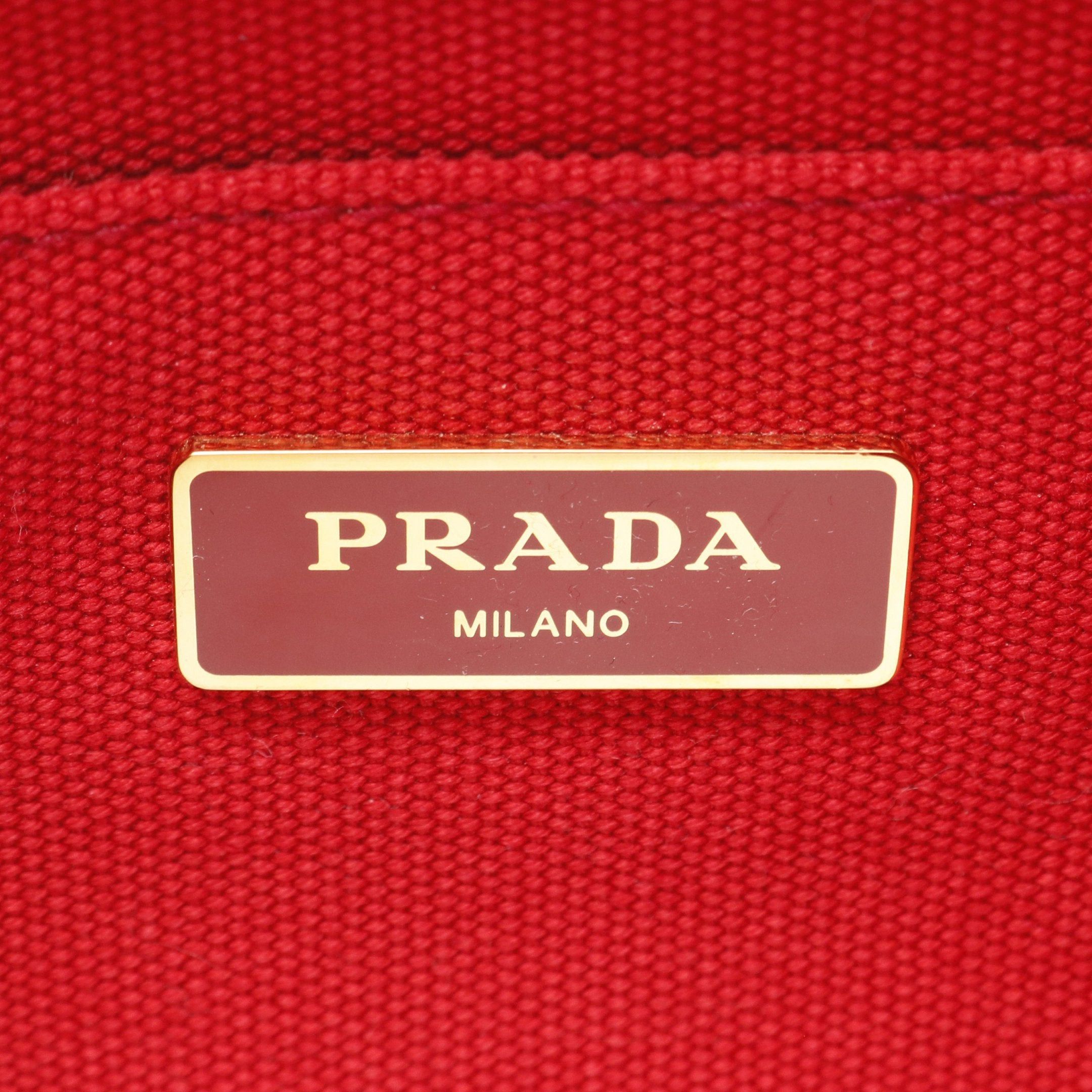 Prada Prada Canapa Kanapa Handbag Tote Bag Canvas Red Size ONE SIZE - 4 Thumbnail