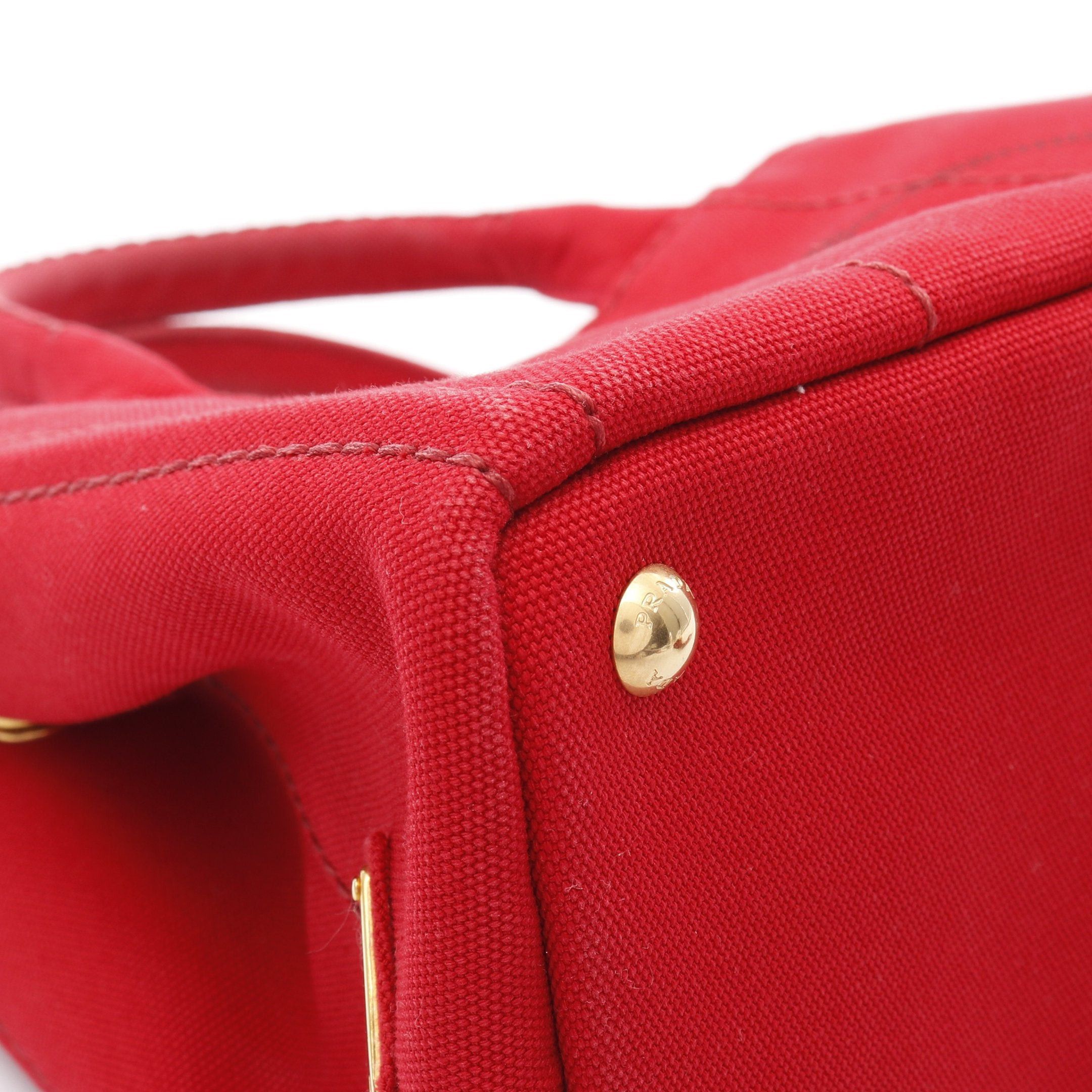 Prada Prada Canapa Kanapa Handbag Tote Bag Canvas Red Size ONE SIZE - 5 Thumbnail