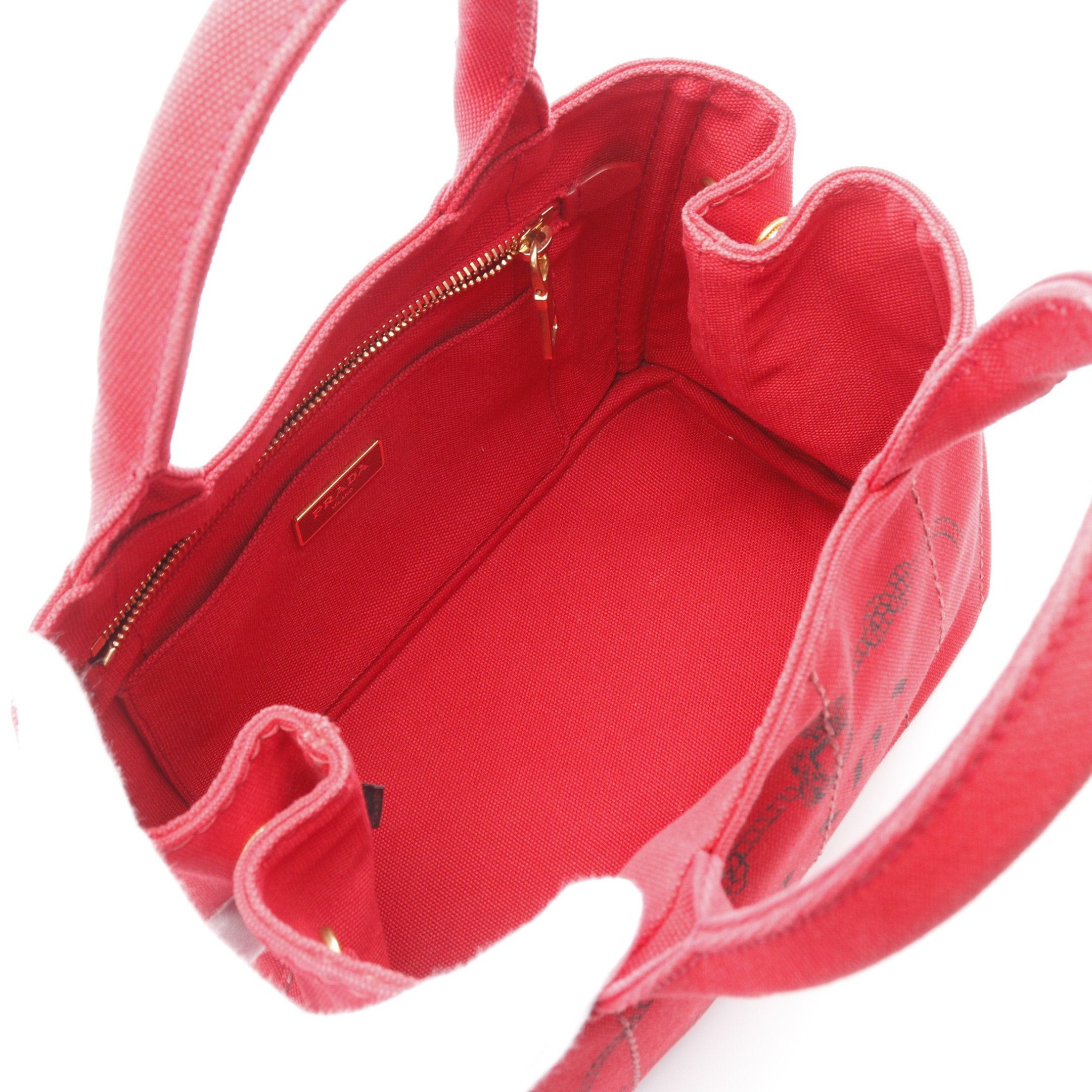 Prada Prada Canapa Kanapa Handbag Tote Bag Canvas Red Size ONE SIZE - 3 Thumbnail