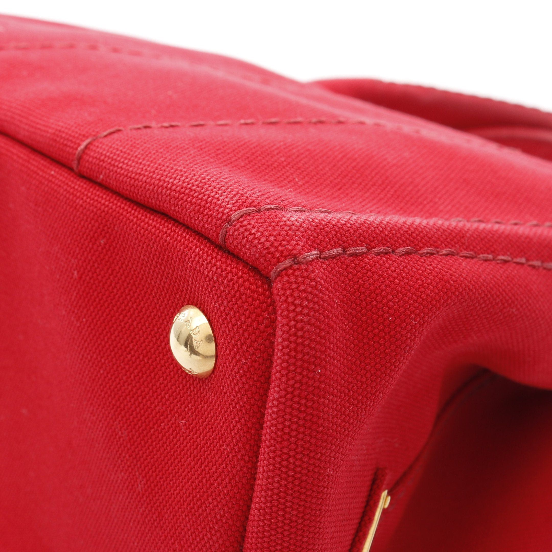 Prada Prada Canapa Kanapa Handbag Tote Bag Canvas Red Size ONE SIZE - 6 Thumbnail