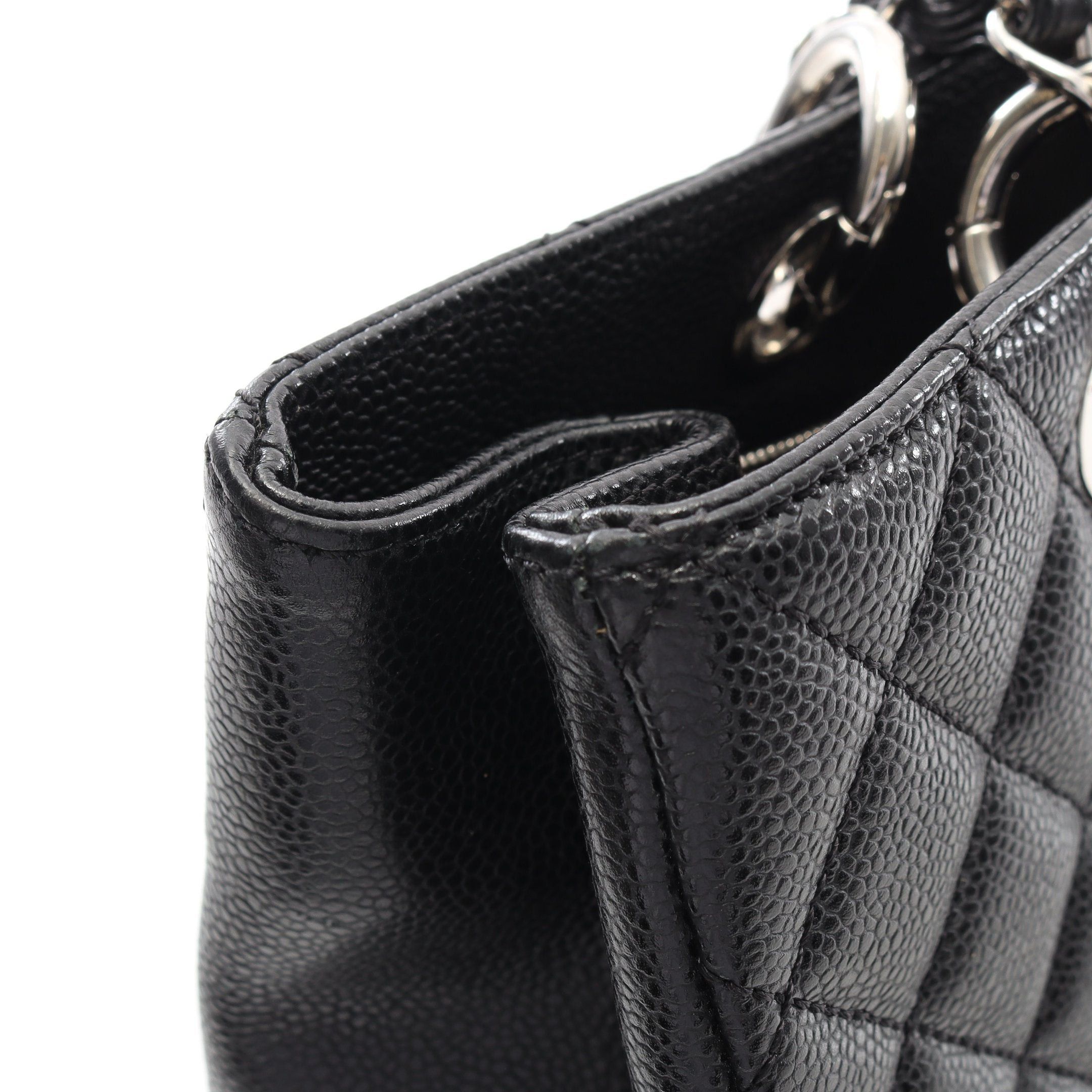 Chanel Chanel Matelasse Grand Shopping Gst Chain Shoulder Bag Tote Caviar Skin Black Silver Hardware Size ONE SIZE - 8 Thumbnail