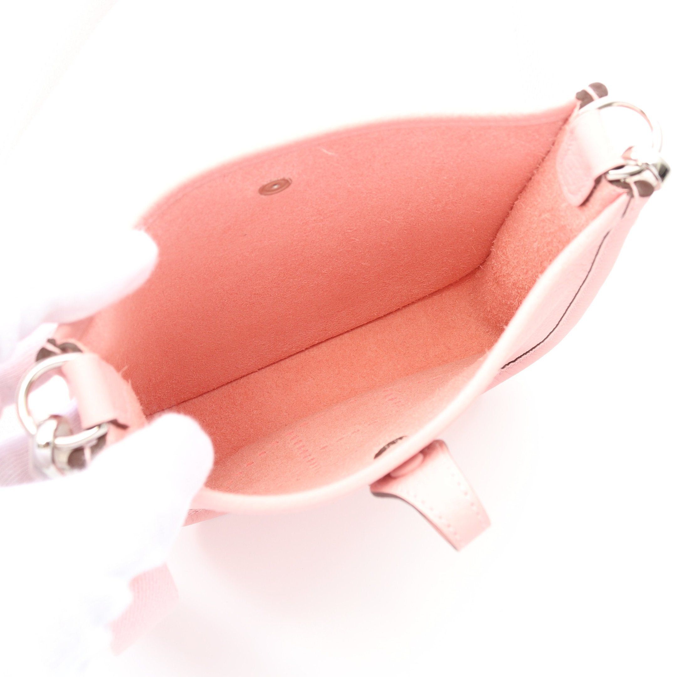 Hermes Hermes Evelyn Tpm Amazon Rose Sakura Shoulder Bag Clemence Leather Light Pink Silver Hardware Double Engraved Size ONE SIZE - 3 Thumbnail