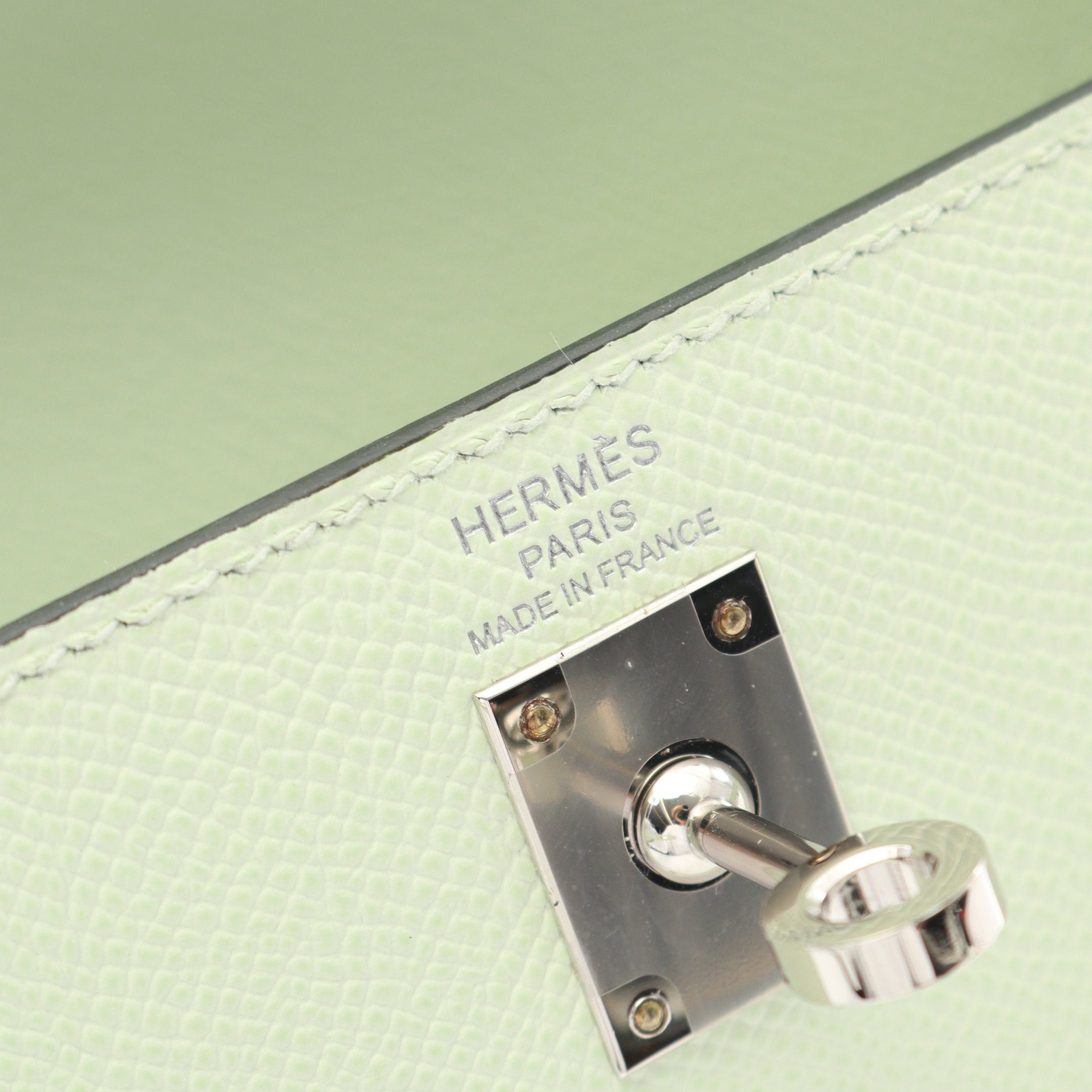 Hermes Hermes Kelly 25 Handbag Veau Epsom Light Green Silver Hardware Outside Sewing Double Engraved Size ONE SIZE - 4 Thumbnail