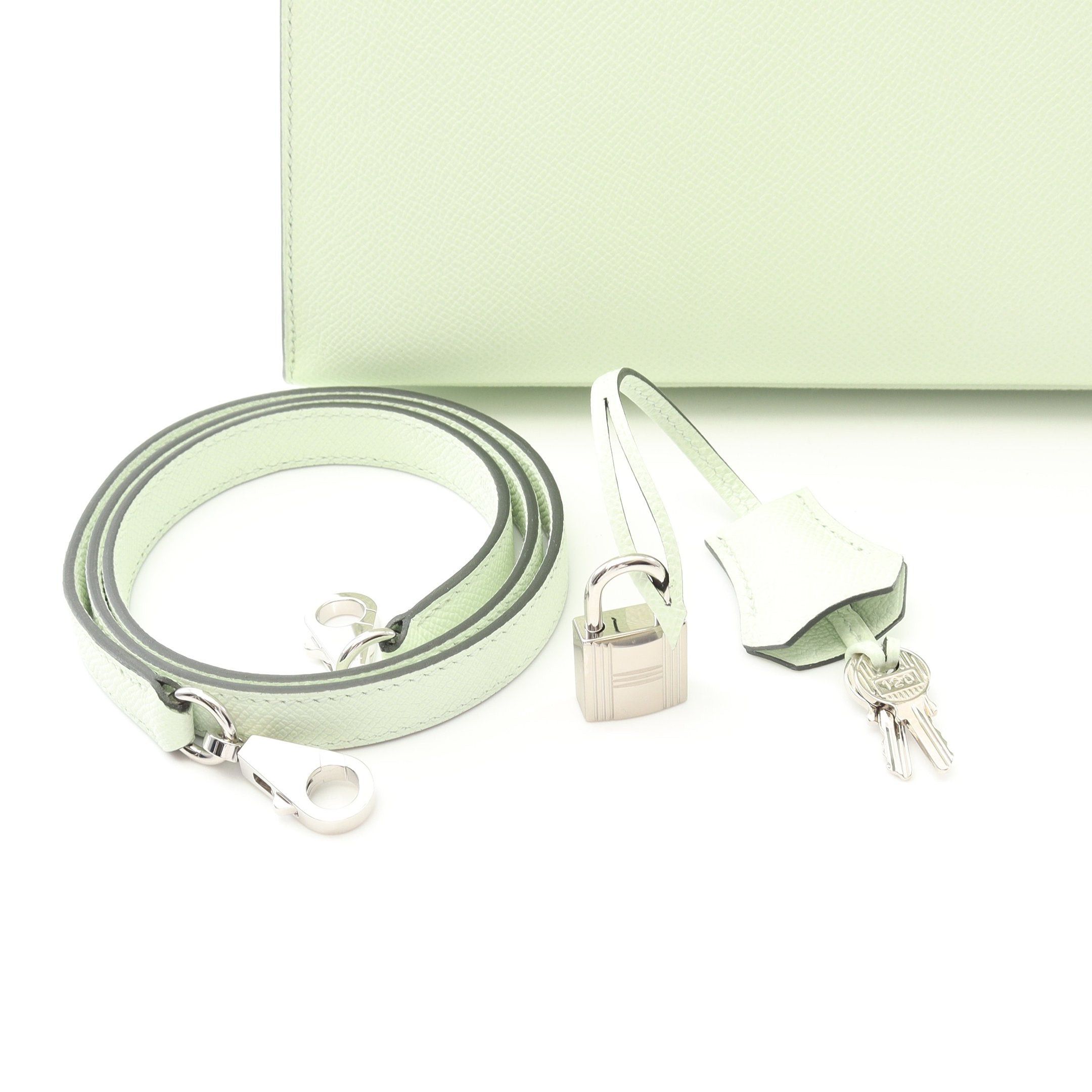 Hermes Hermes Kelly 25 Handbag Veau Epsom Light Green Silver Hardware Outside Sewing Double Engraved Size ONE SIZE - 6 Thumbnail