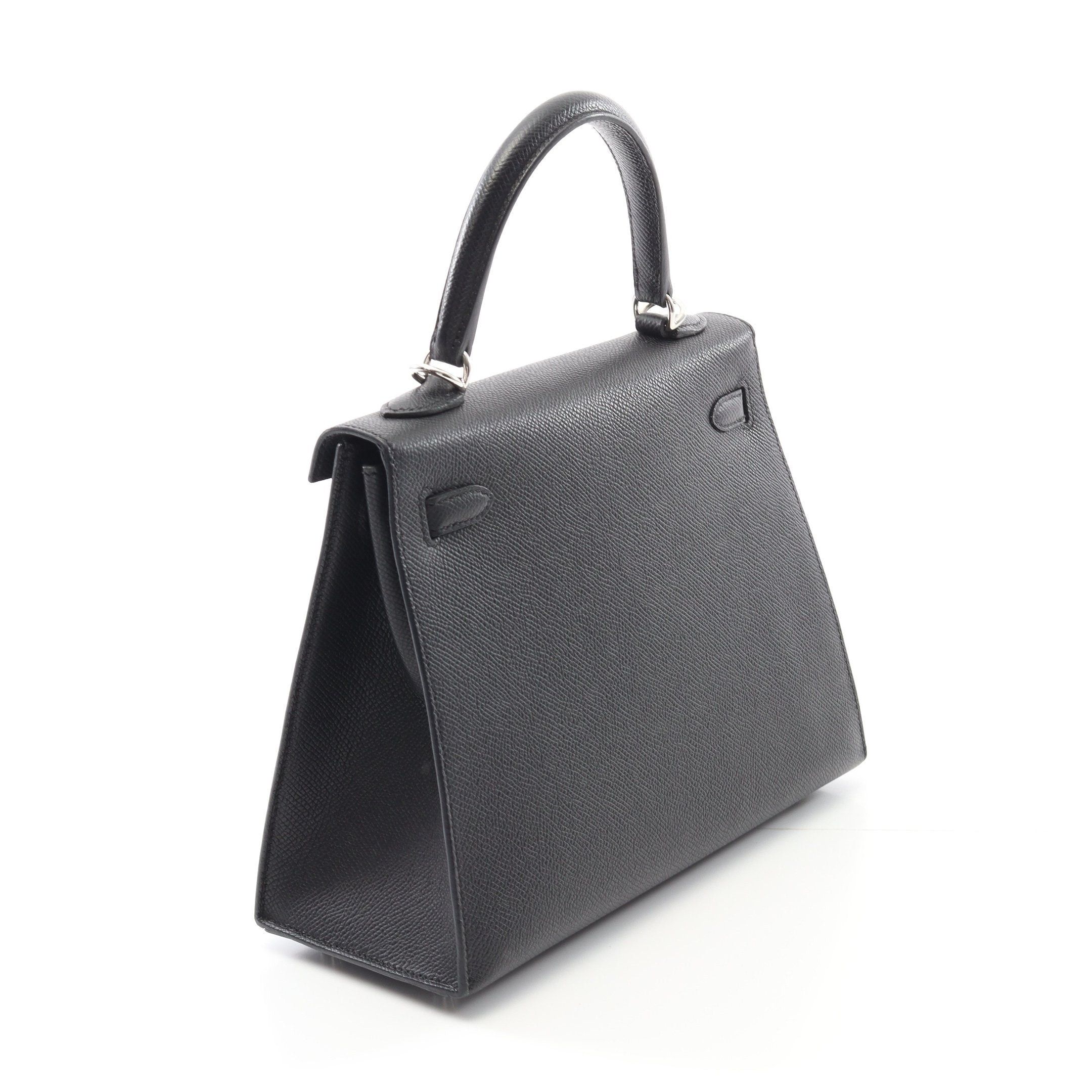 Hermes Hermes Kelly 25 Handbag Veau Epsom Black Silver Hardware Outside Sewing U Stamp Size ONE SIZE - 2 Thumbnail