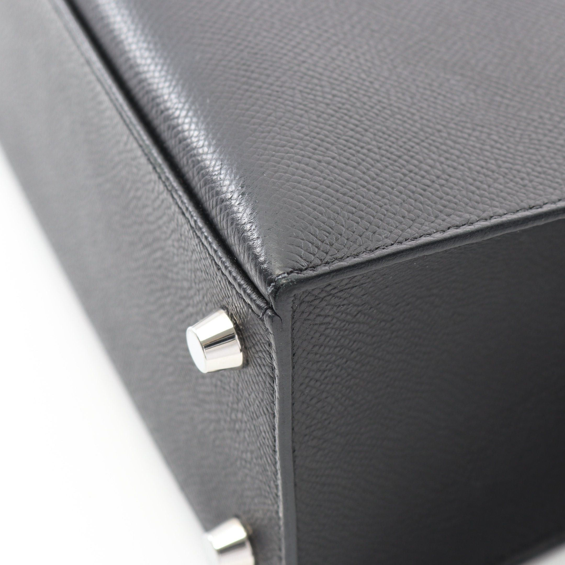 Hermes Hermes Kelly 25 Handbag Veau Epsom Black Silver Hardware Outside Sewing U Stamp Size ONE SIZE - 7 Thumbnail