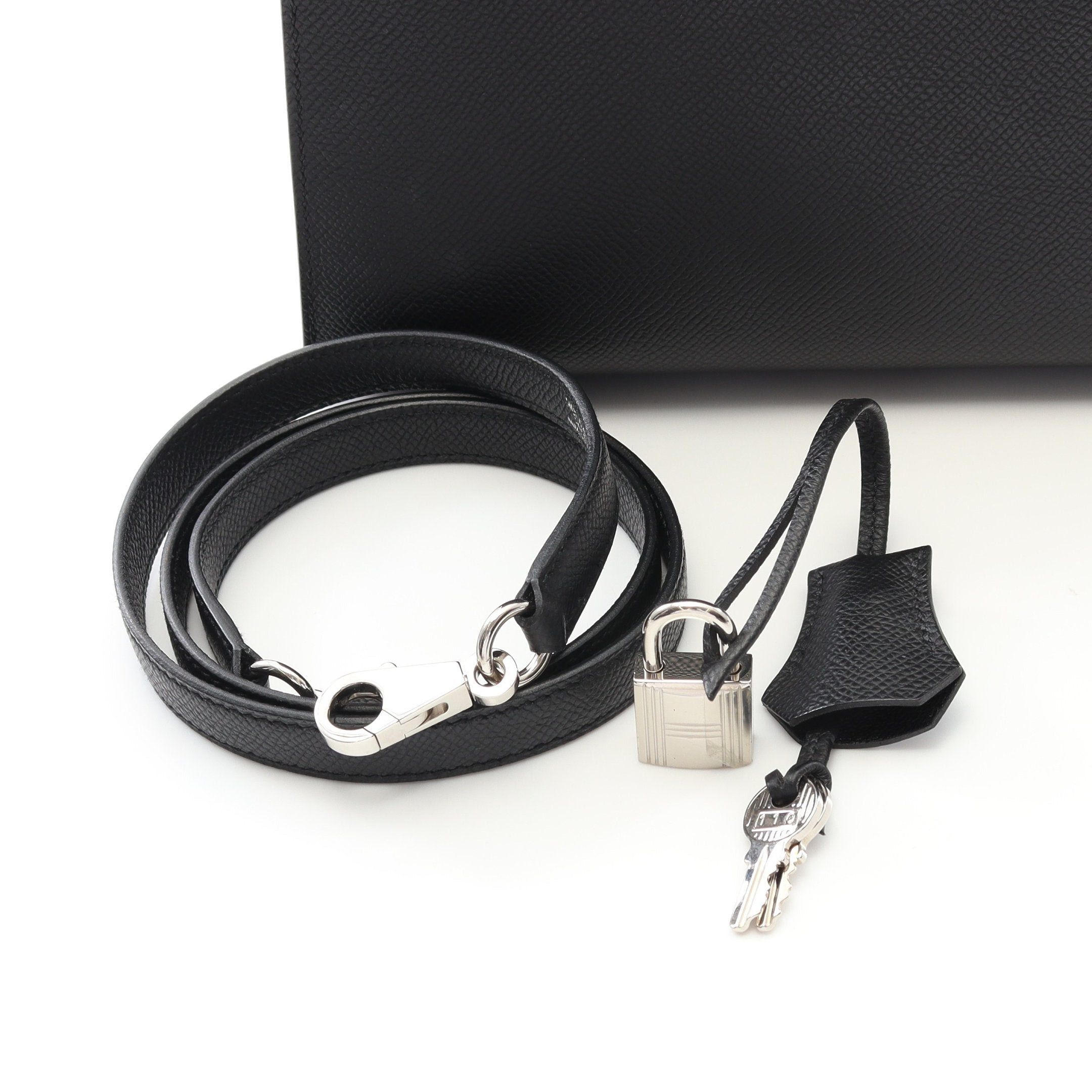 Hermes Hermes Kelly 25 Handbag Veau Epsom Black Silver Hardware Outside Sewing U Stamp Size ONE SIZE - 6 Thumbnail