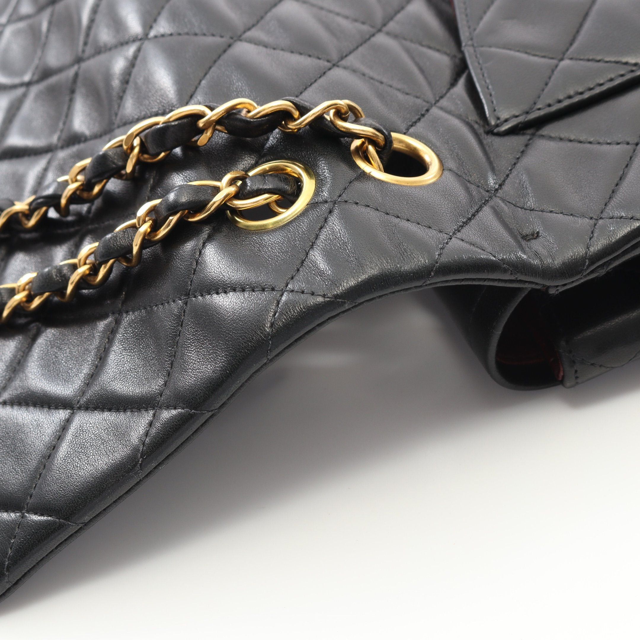 Chanel Chanel Matelasse Double Flap Chain Shoulder Bag Lambskin Black Gold Hardware Size ONE SIZE - 9 Thumbnail