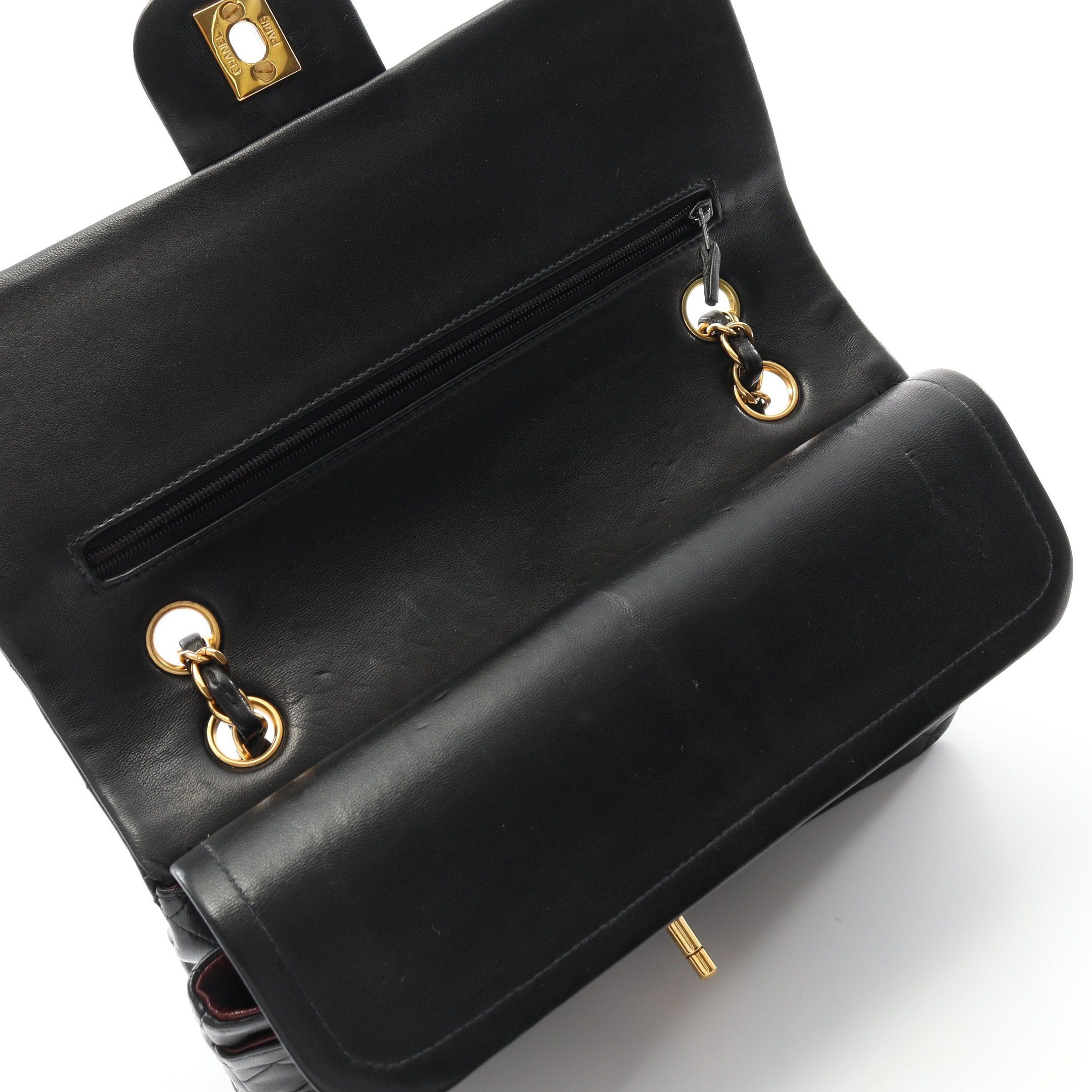 Chanel Chanel Matelasse Double Flap Chain Shoulder Bag Lambskin Black Gold Hardware Size ONE SIZE - 6 Thumbnail