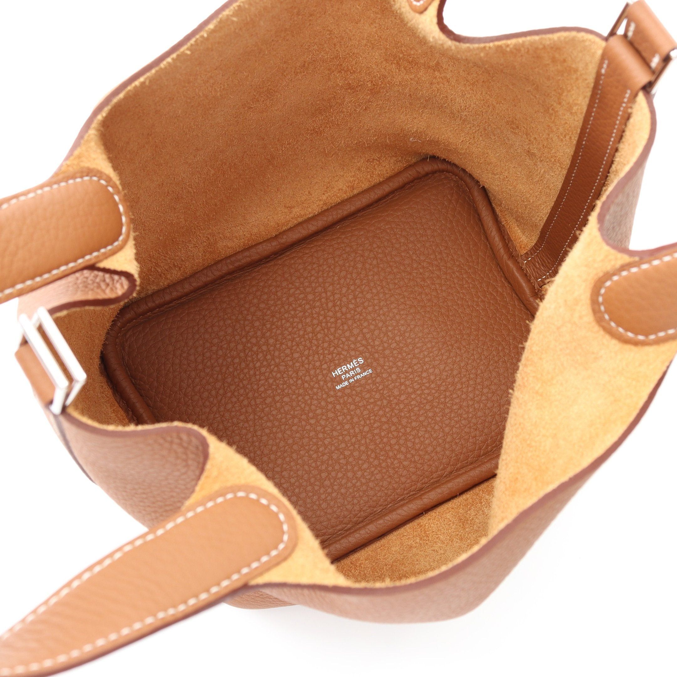 Hermes Hermes Picotan Lock Pm Gold Handbag Clemence Leather Light Brown Silver Hardware Double Engraved Size ONE SIZE - 3 Thumbnail