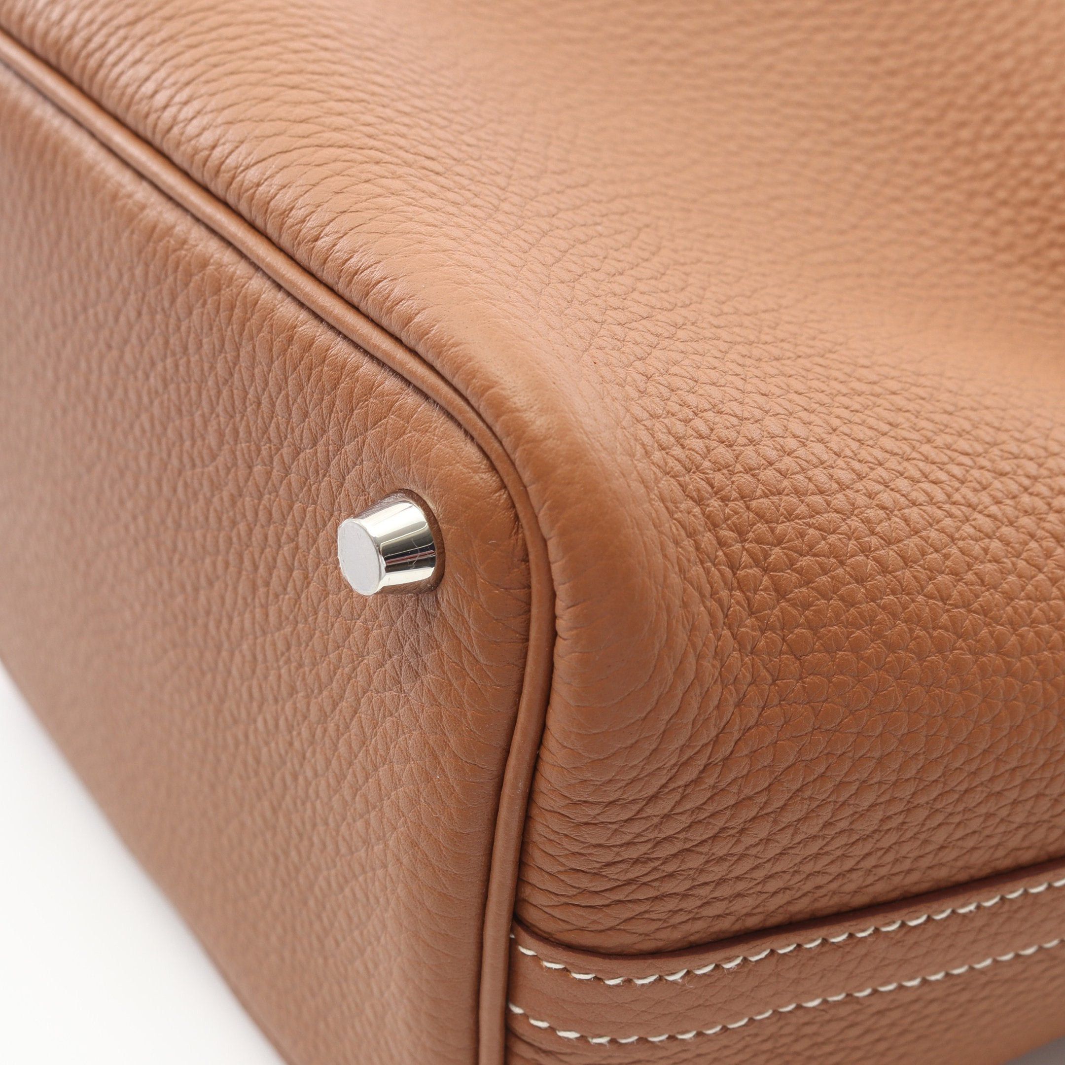 Hermes Hermes Picotan Lock Pm Gold Handbag Clemence Leather Light Brown Silver Hardware Double Engraved Size ONE SIZE - 6 Thumbnail