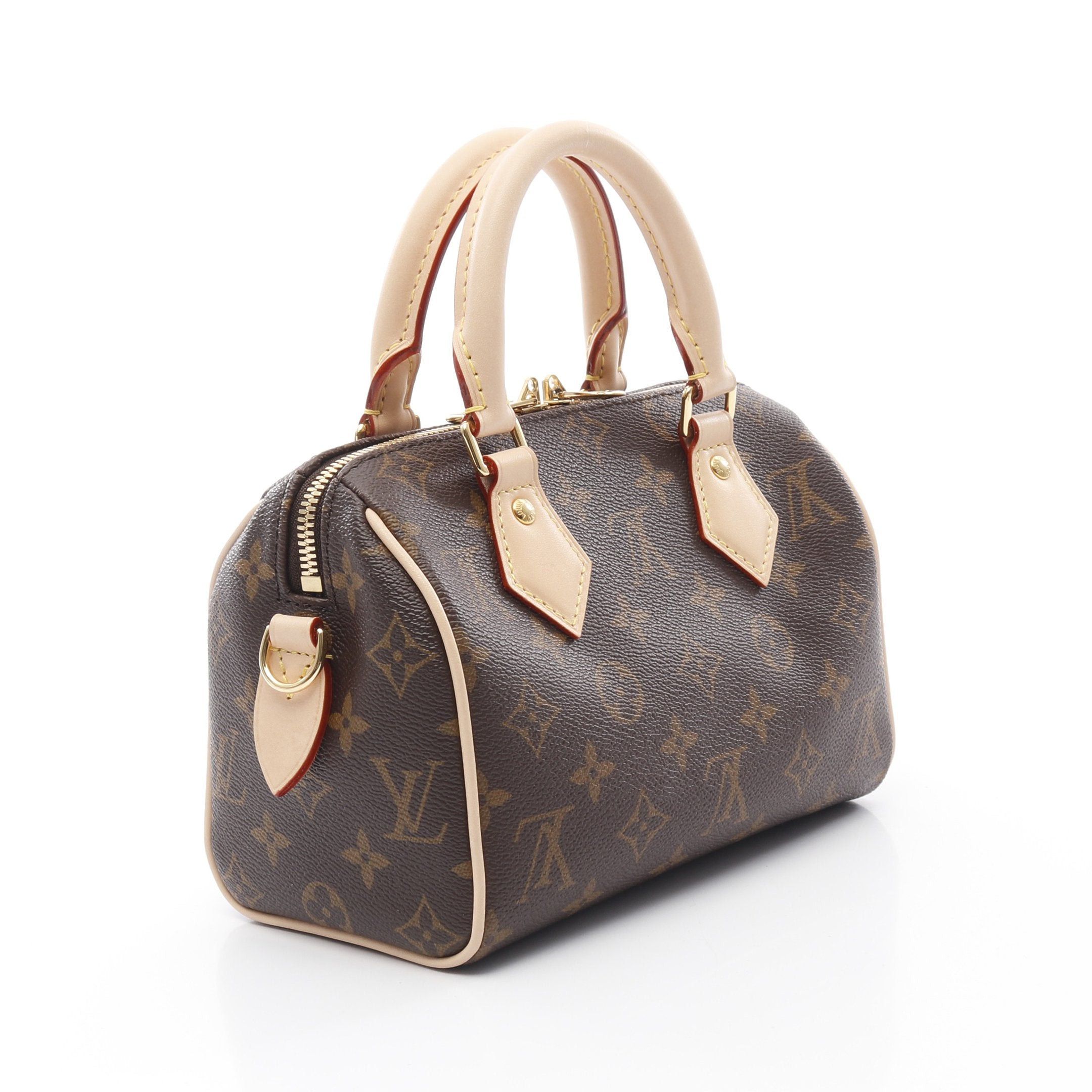 Louis Vuitton Louis Vuitton Speedy 20 Monogram Beige Handbag Leather Brown Size ONE SIZE - 2 Thumbnail