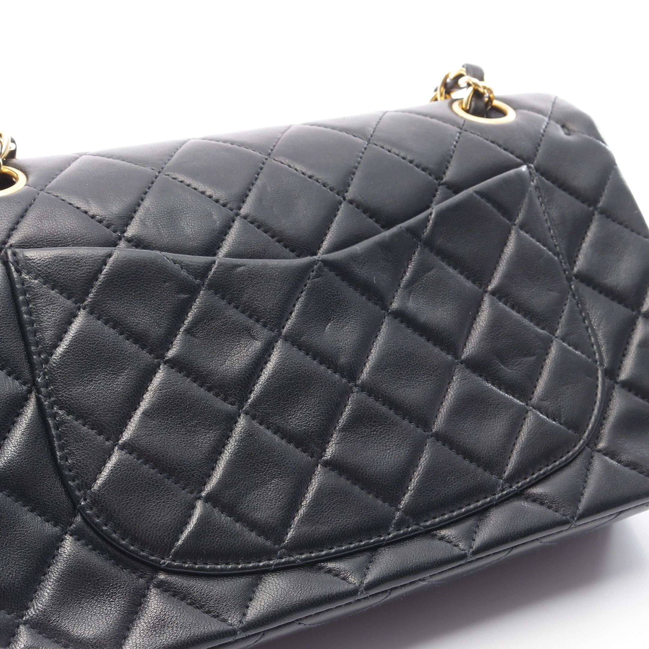 Chanel Chanel Matelasse Double Flap Chain Shoulder Bag Lambskin Black Gold Hardware Size ONE SIZE - 8 Thumbnail