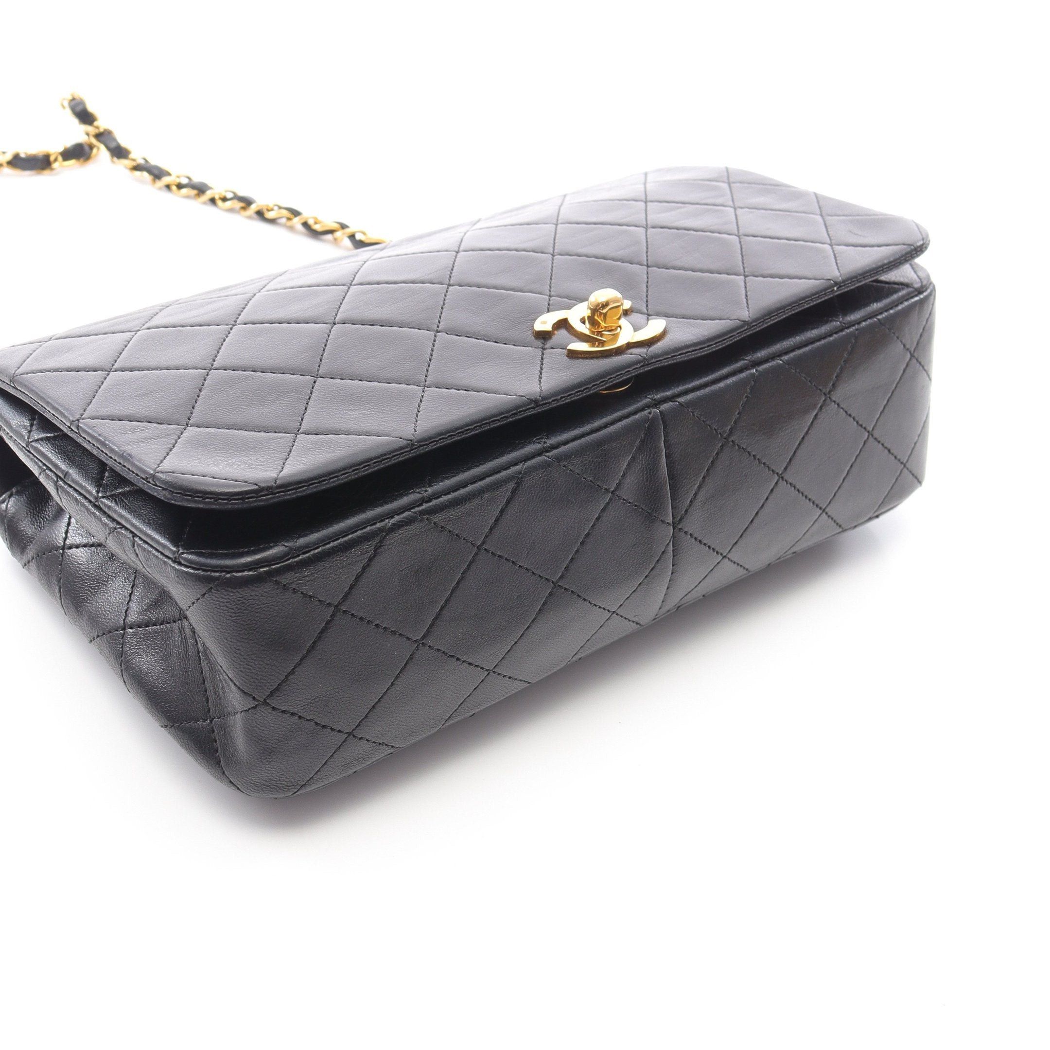 Chanel Chanel Full Flap Matelasse Chain Shoulder Bag Lambskin Black Gold Hardware Size ONE SIZE - 8 Thumbnail