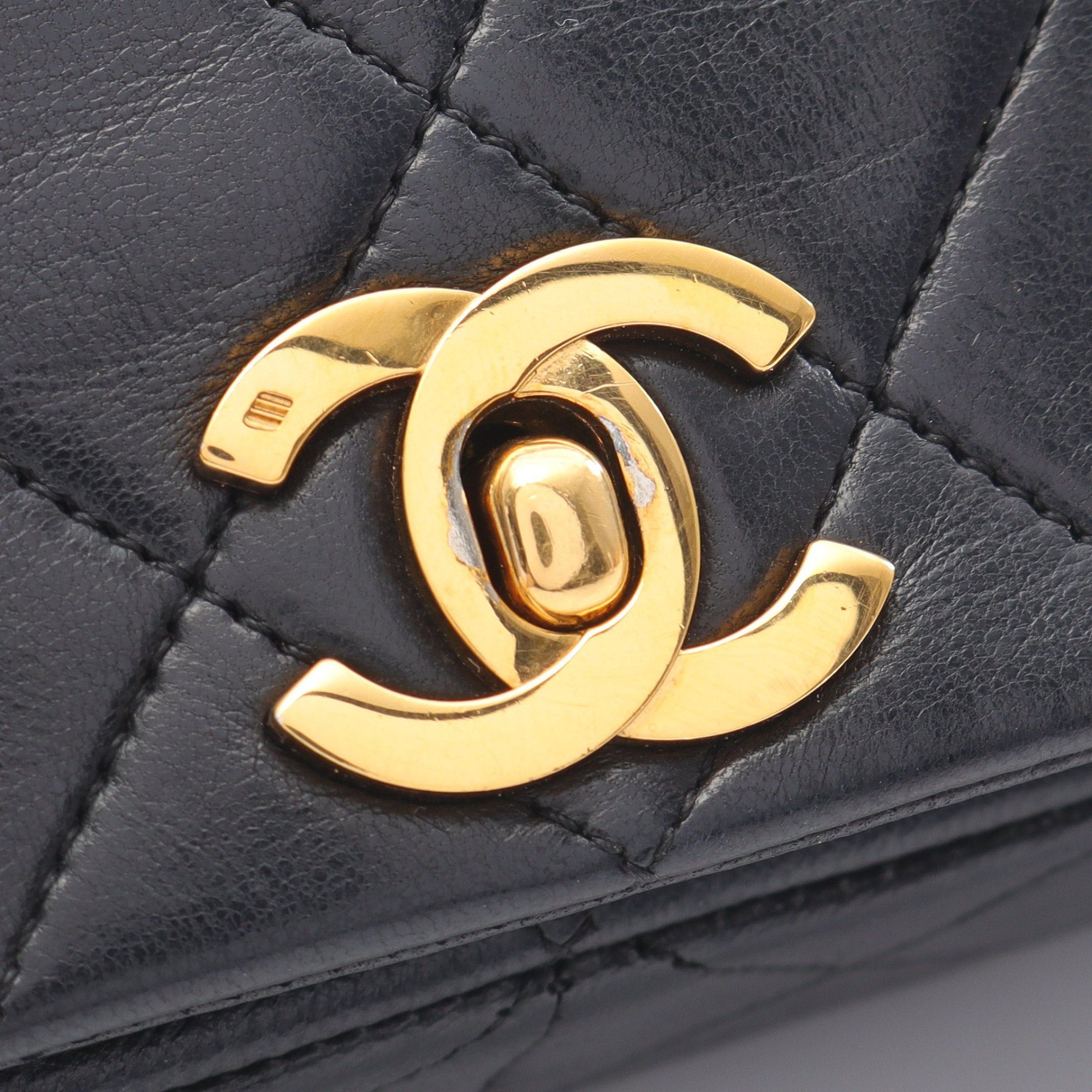 Chanel Chanel Full Flap Matelasse Chain Shoulder Bag Lambskin Black Gold Hardware Size ONE SIZE - 9 Thumbnail