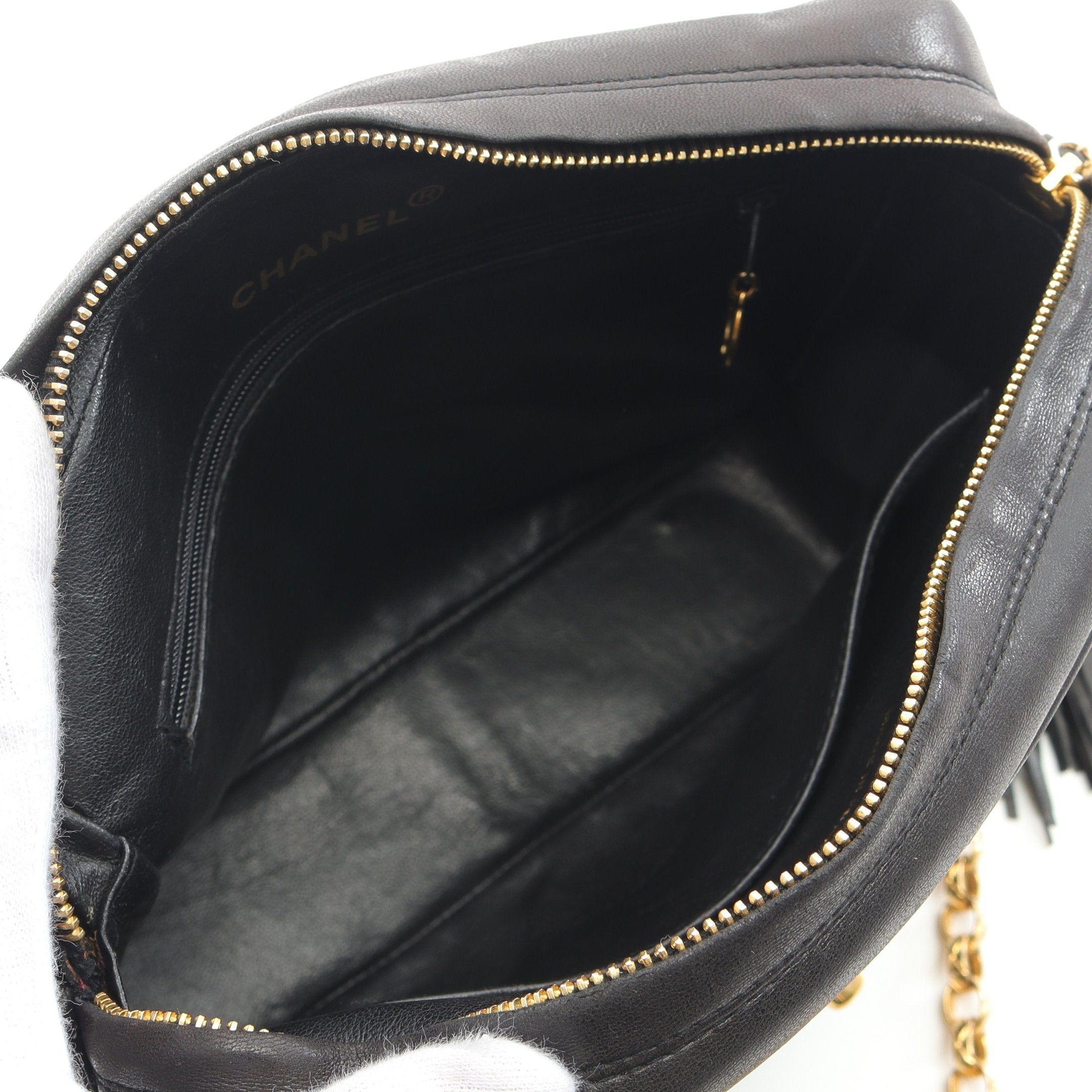 Chanel Chanel Matelasse Chain Shoulder Bag Tassel Lambskin Black Gold Hardware Size ONE SIZE - 3 Thumbnail