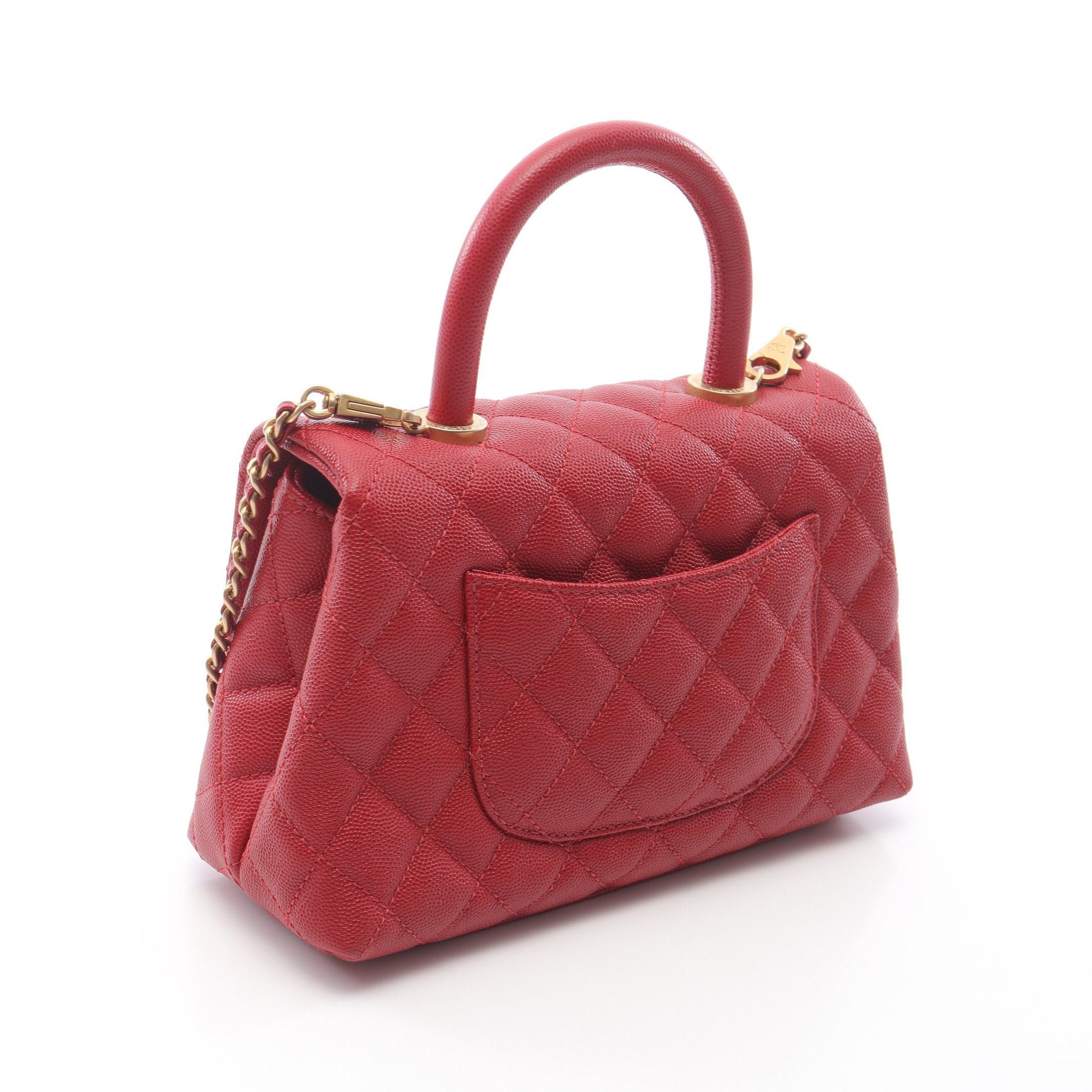Chanel Chanel Coco Handle Flap Matelasse Handbag Caviar Skin Red Gold Hardware Size ONE SIZE - 2 Thumbnail