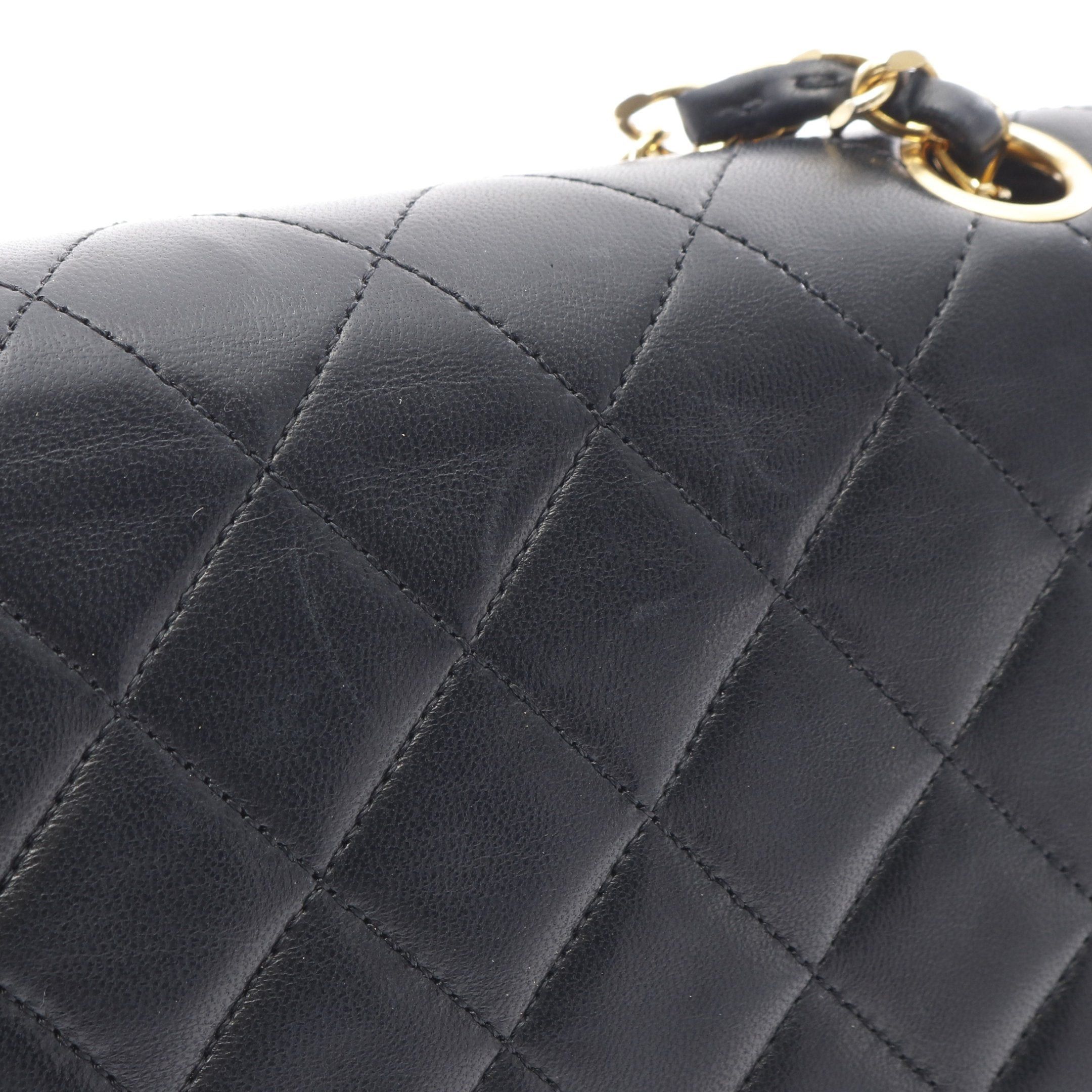 Chanel Chanel Matelasse Double Flap Chain Shoulder Bag Lambskin Black Gold Hardware Size ONE SIZE - 9 Thumbnail