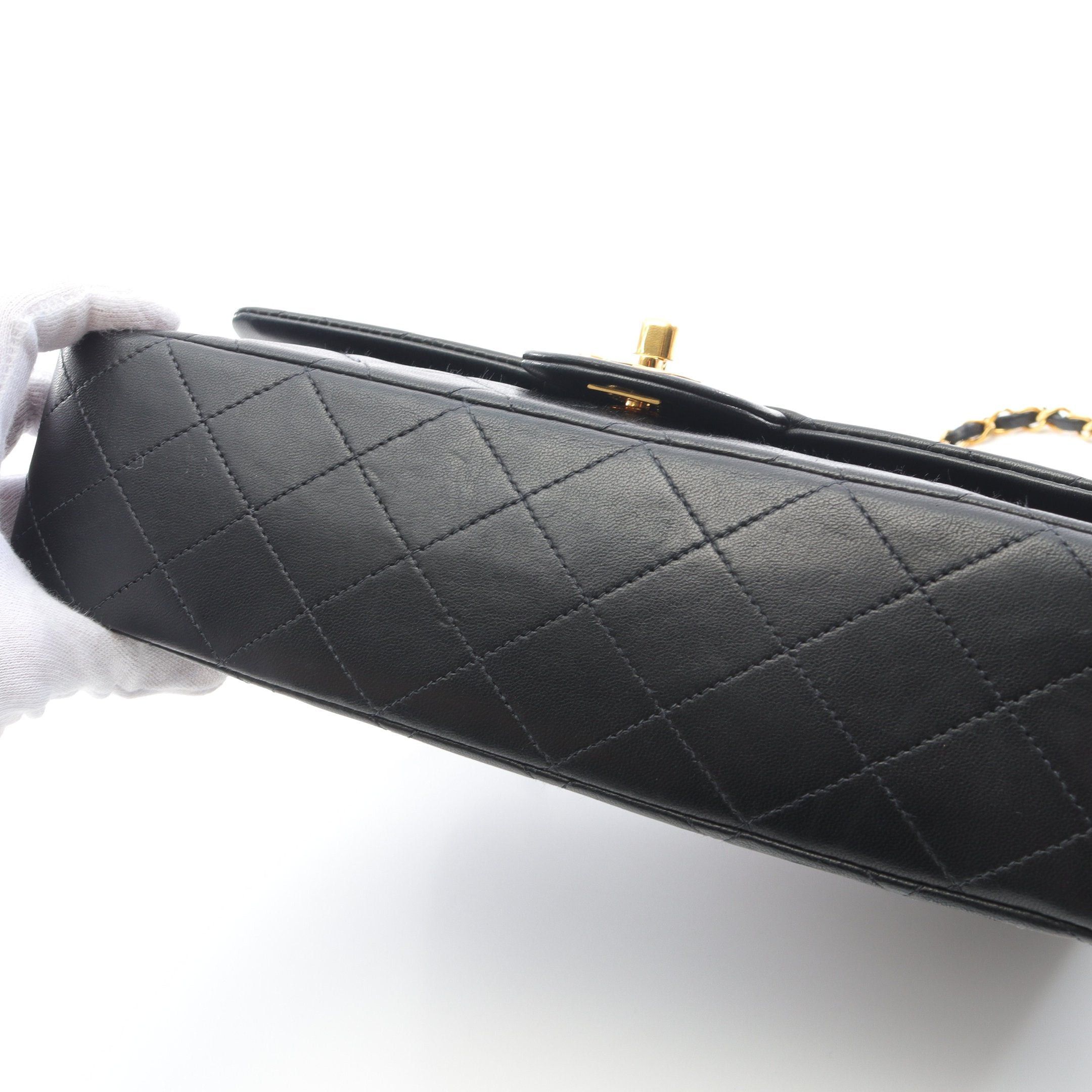 Chanel Chanel Matelasse Double Flap Chain Shoulder Bag Lambskin Black Gold Hardware Size ONE SIZE - 13 Thumbnail