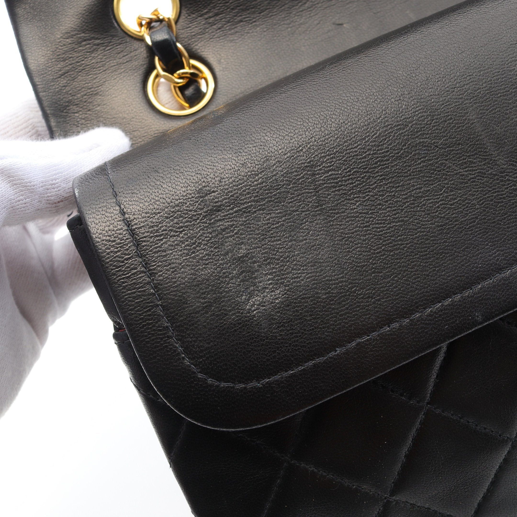 Chanel Chanel Matelasse Double Flap Chain Shoulder Bag Lambskin Black Gold Hardware Size ONE SIZE - 14 Thumbnail