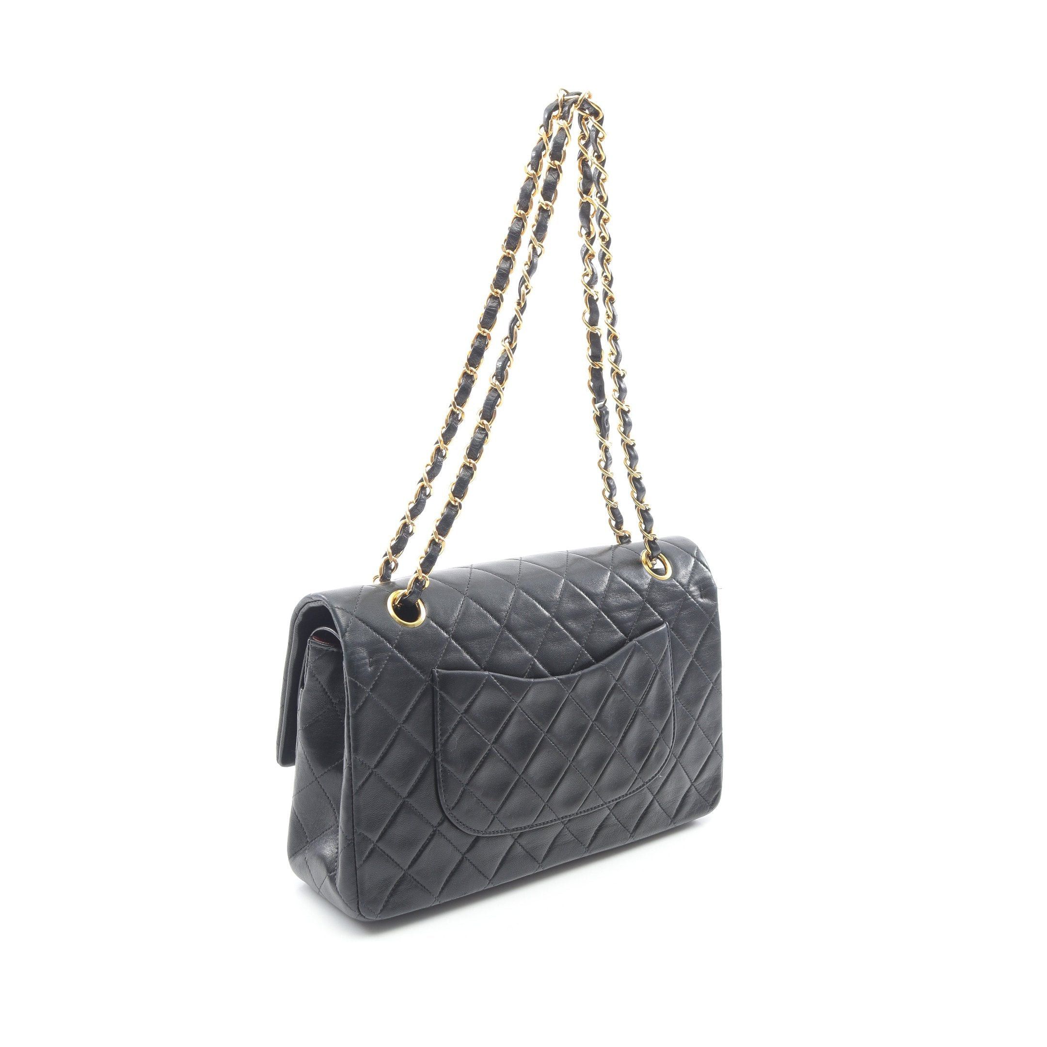 Chanel Chanel Matelasse Double Flap Chain Shoulder Bag Lambskin Black Gold Hardware Size ONE SIZE - 2 Thumbnail