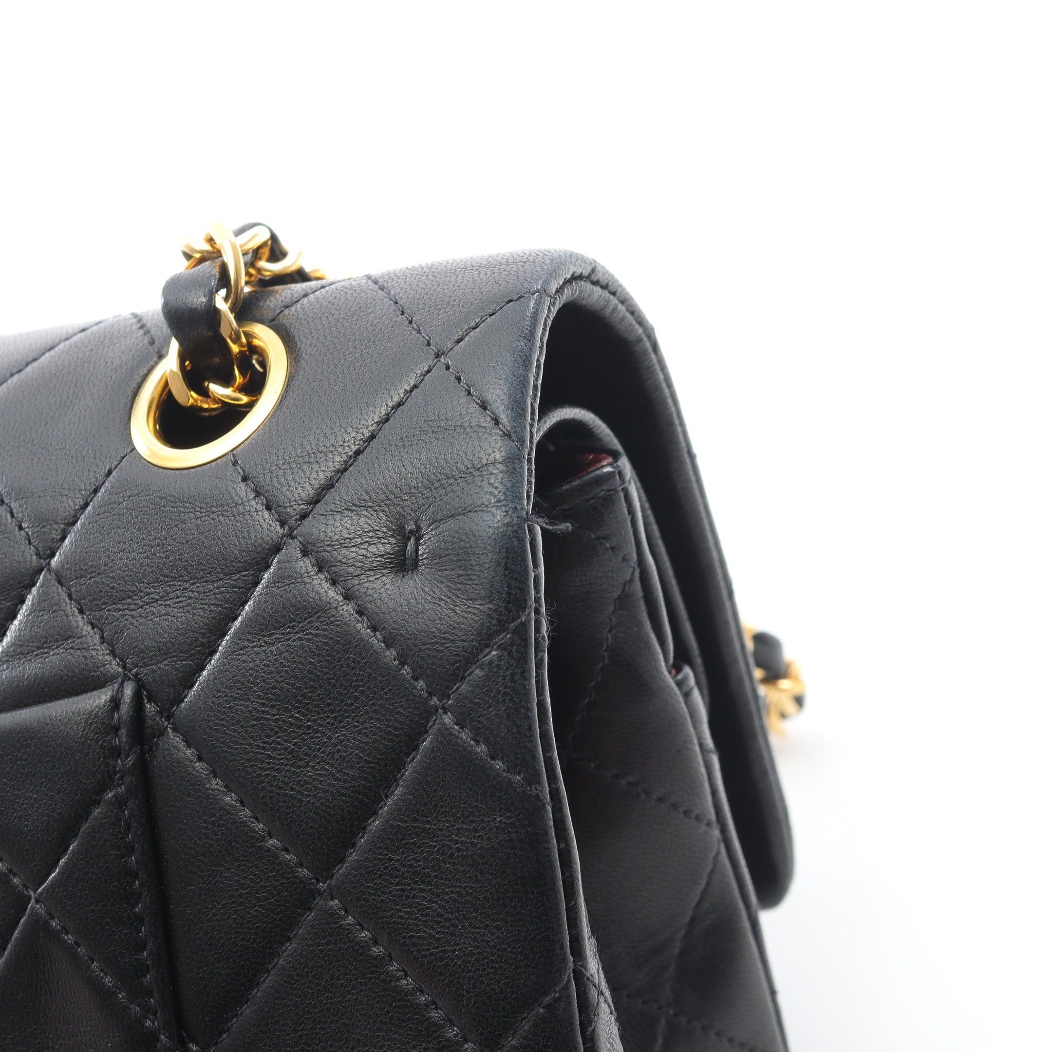 Chanel Chanel Matelasse Double Flap Chain Shoulder Bag Lambskin Black Gold Hardware Size ONE SIZE - 8 Thumbnail