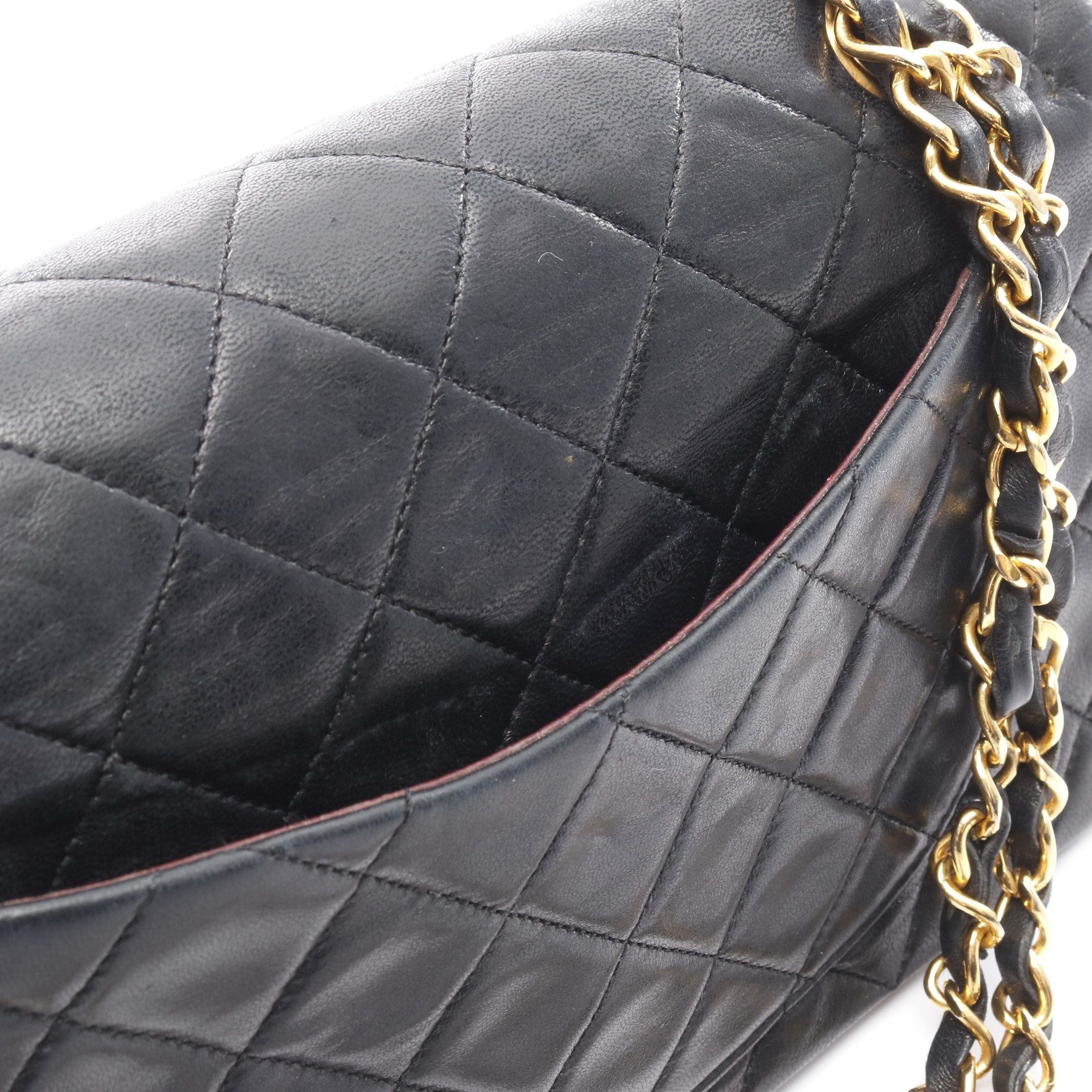 Chanel Chanel Matelasse Double Flap Chain Shoulder Bag Lambskin Black Gold Hardware Size ONE SIZE - 10 Thumbnail
