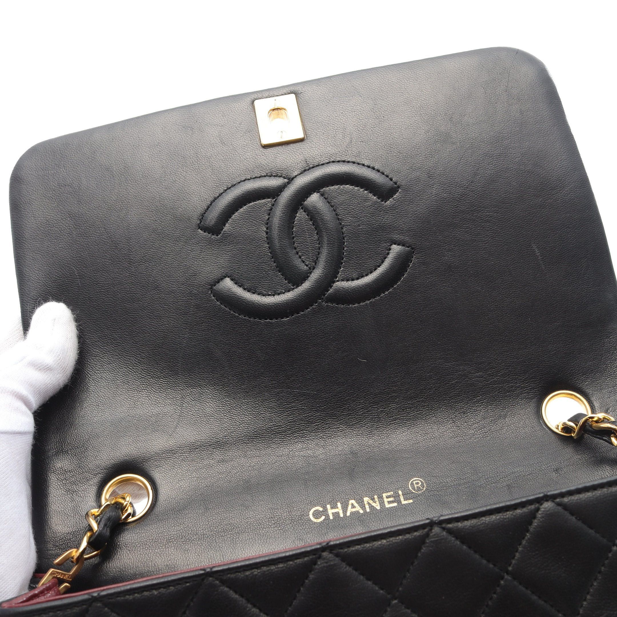 Chanel Chanel Full Flap Matelasse Chain Shoulder Bag Lambskin Black Gold Hardware Size ONE SIZE - 12 Thumbnail