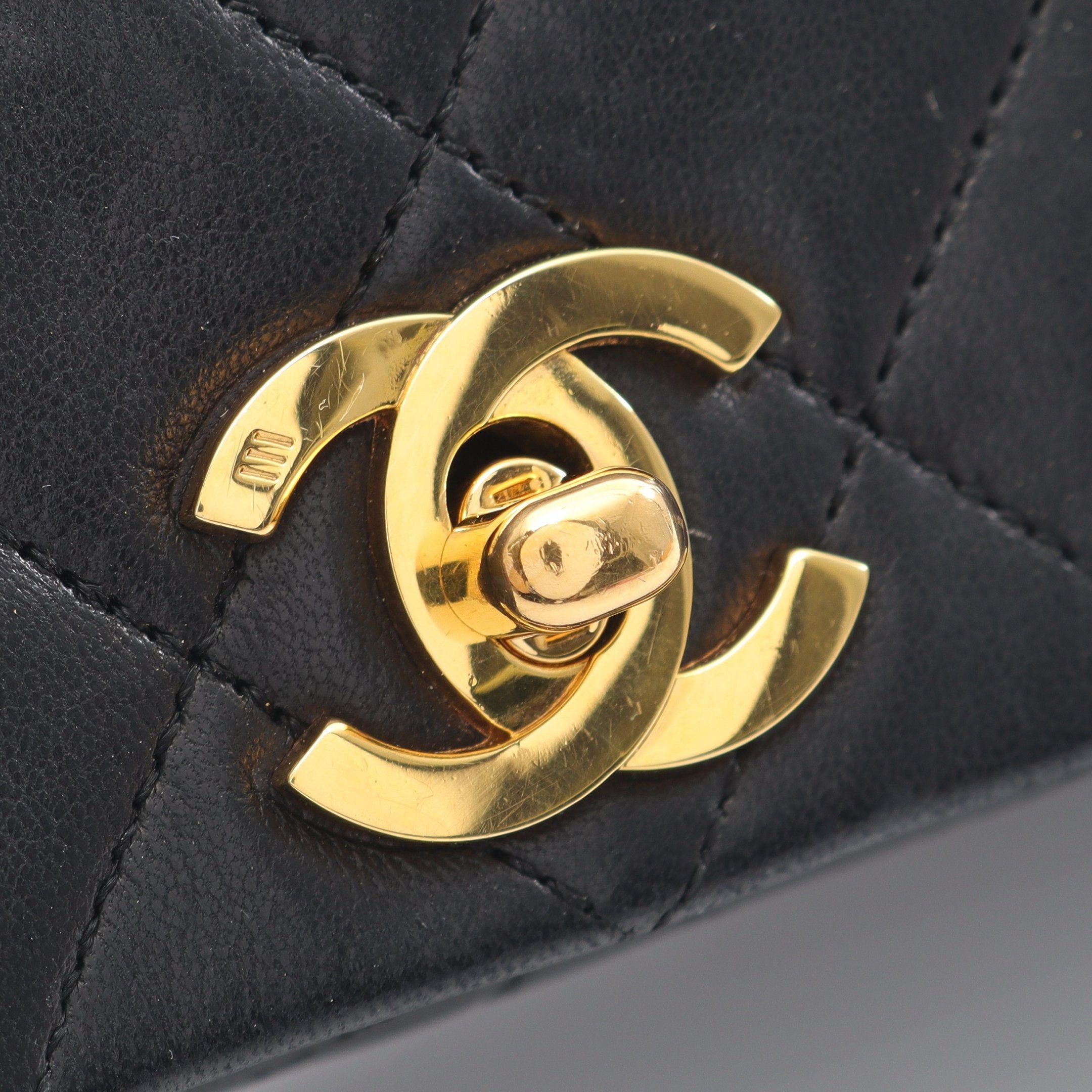 Chanel Chanel Full Flap Matelasse Chain Shoulder Bag Lambskin Black Gold Hardware Size ONE SIZE - 11 Thumbnail
