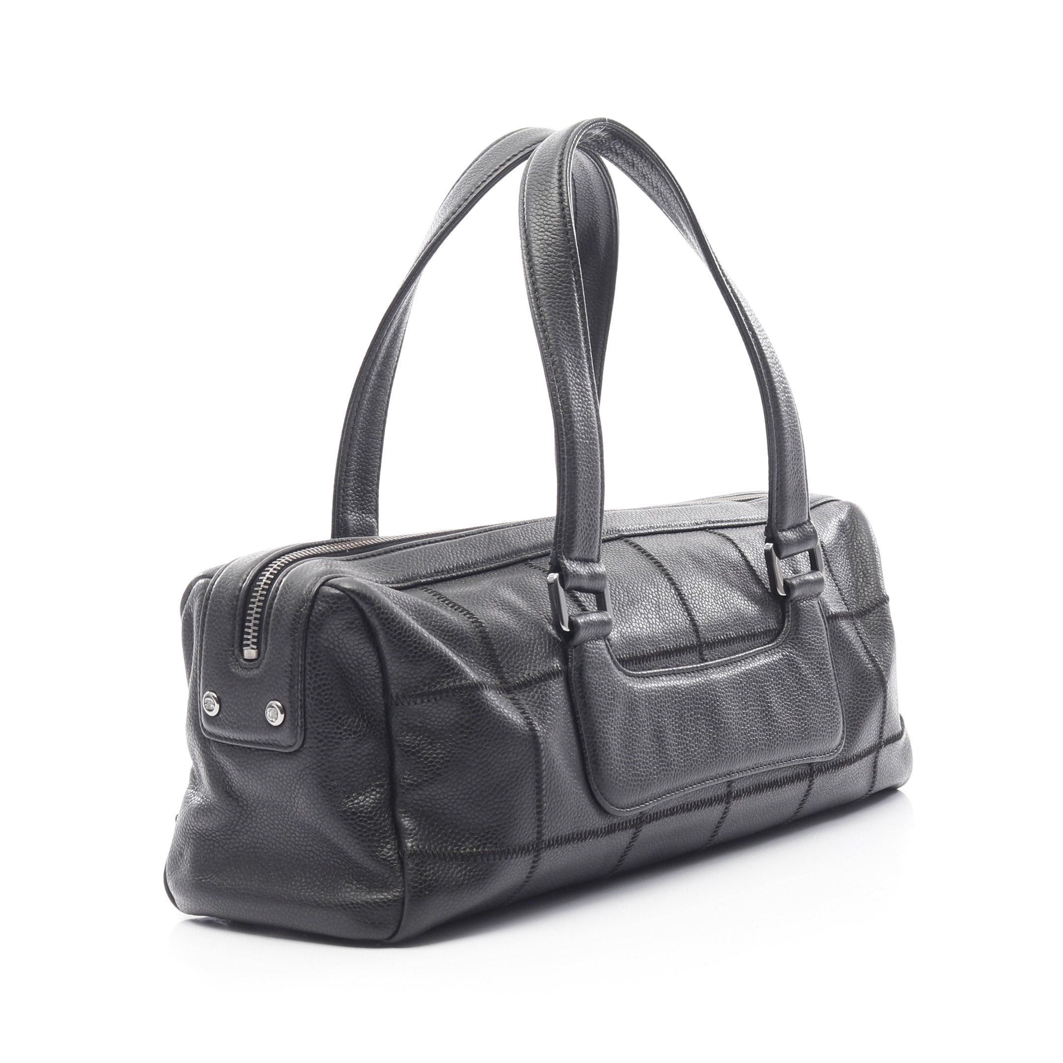 Chanel Chanel Chocolate Bar Handbag Mini Boston Bag Caviar Skin Black Silver Hardware Size ONE SIZE - 2 Thumbnail