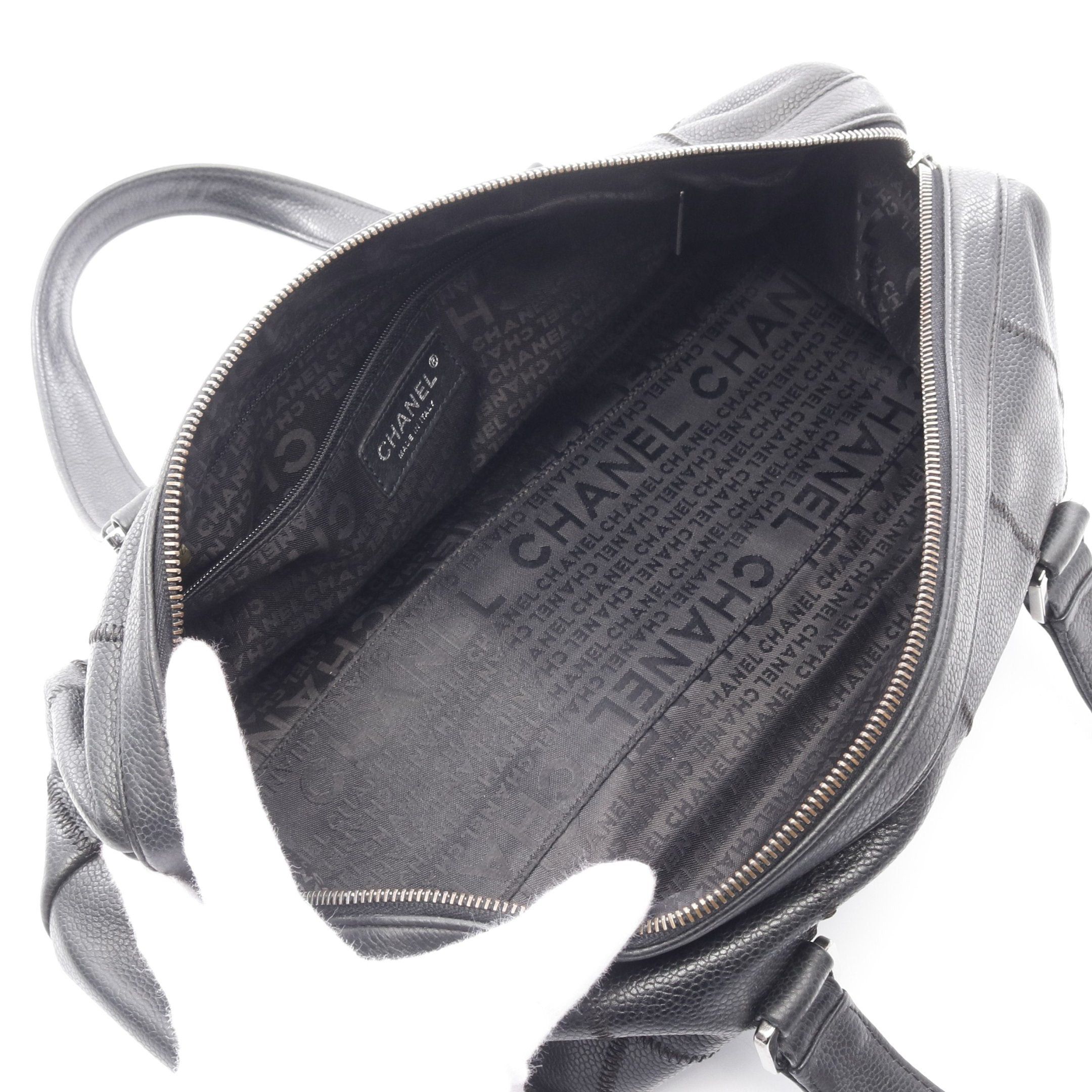 Chanel Chanel Chocolate Bar Handbag Mini Boston Bag Caviar Skin Black Silver Hardware Size ONE SIZE - 3 Thumbnail