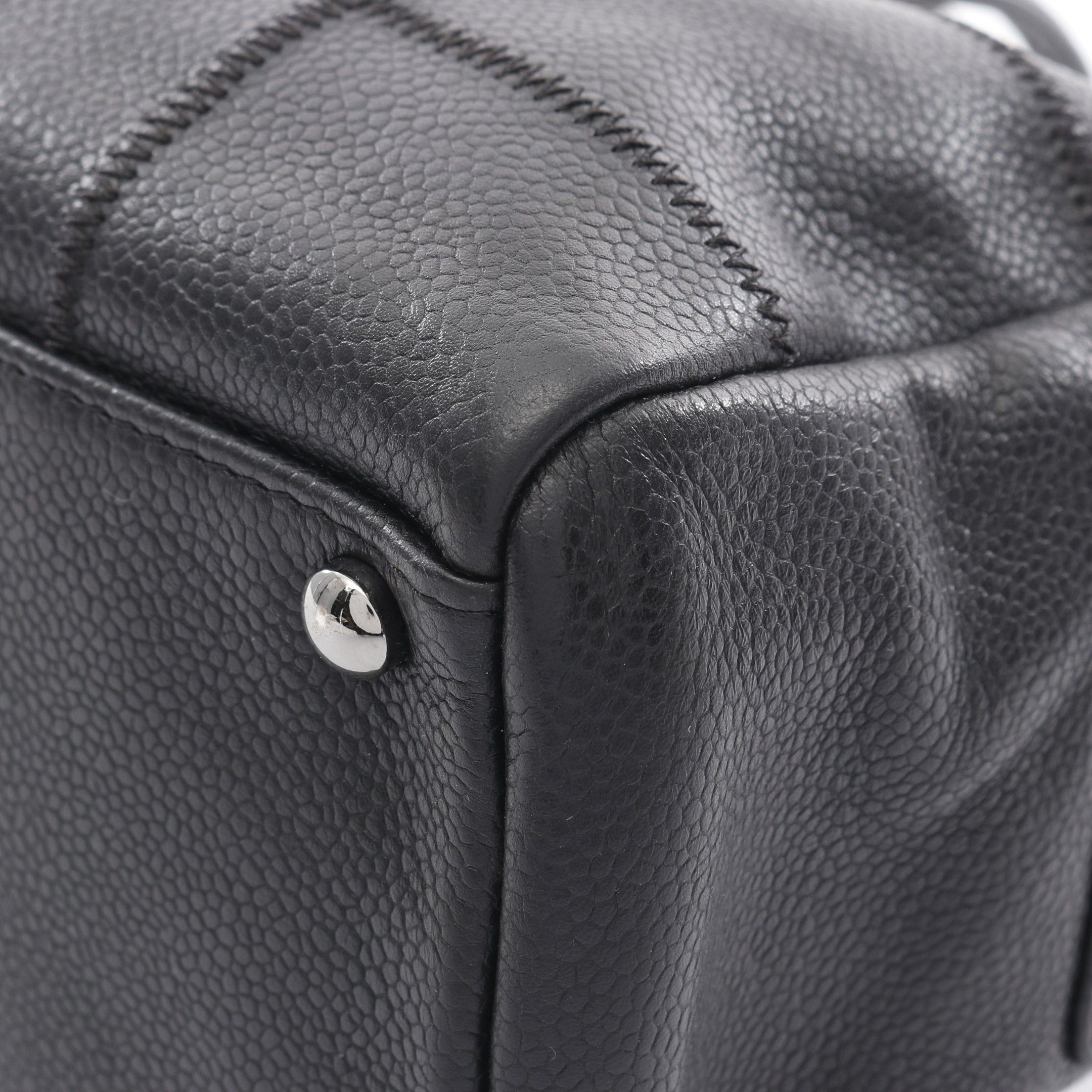Chanel Chanel Chocolate Bar Handbag Mini Boston Bag Caviar Skin Black Silver Hardware Size ONE SIZE - 7 Thumbnail