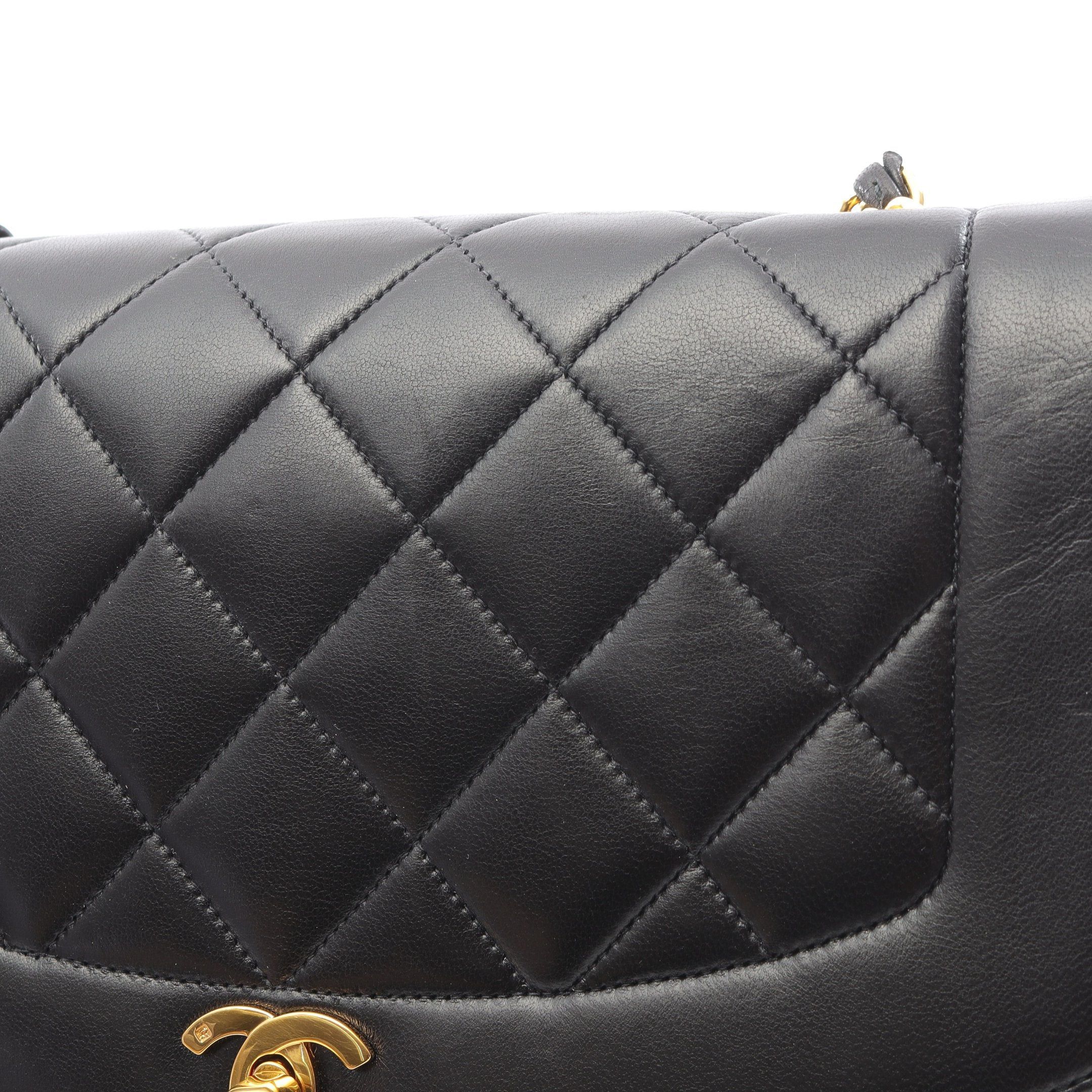 Chanel Chanel Matelasse Diana Flap Chain Shoulder Bag Lambskin Black Gold Hardware Size ONE SIZE - 10 Thumbnail