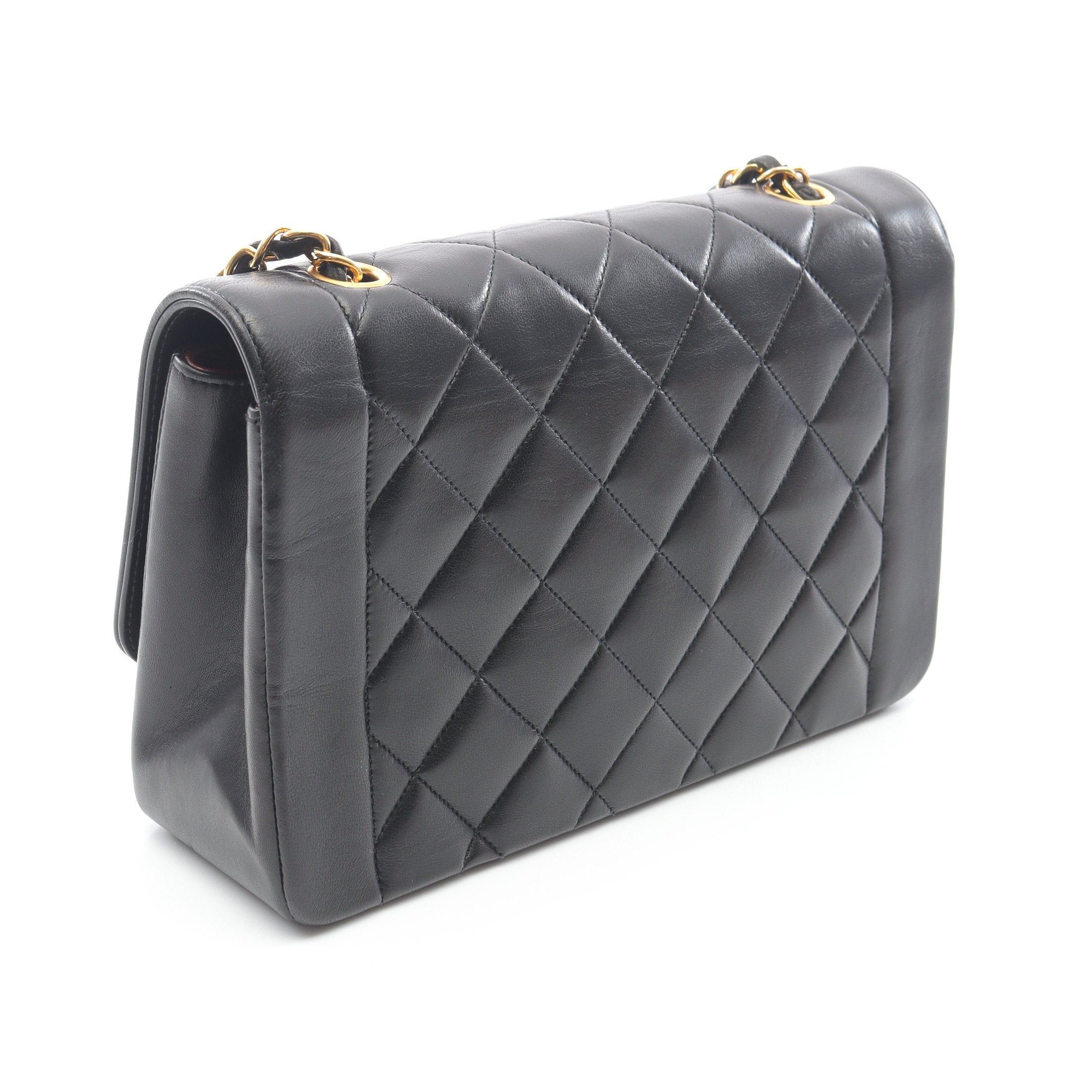 Chanel Chanel Matelasse Diana Flap Chain Shoulder Bag Lambskin Black Gold Hardware Size ONE SIZE - 2 Thumbnail