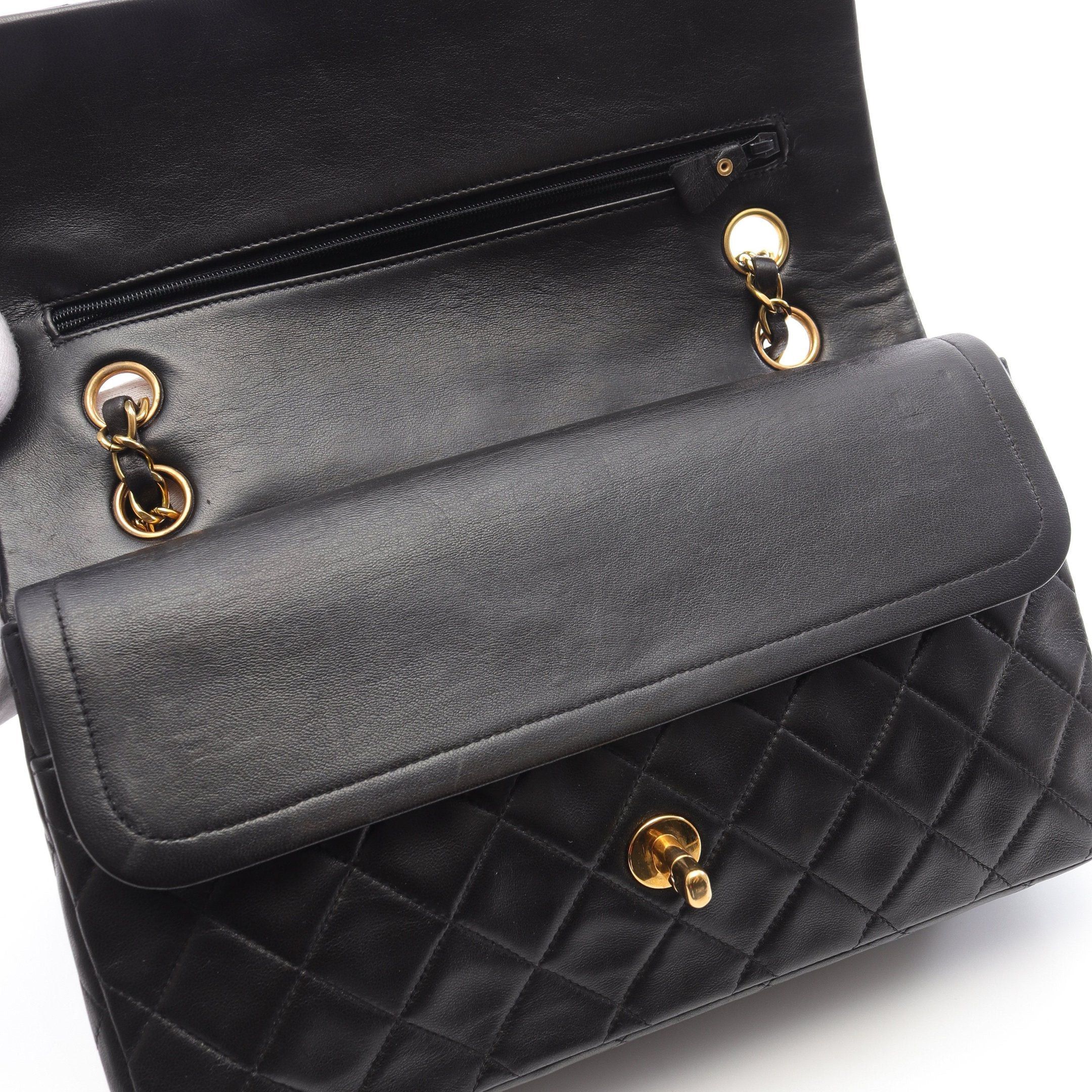 Chanel Chanel Matelasse Double Flap Chain Shoulder Bag Lambskin Black Gold Hardware Size ONE SIZE - 10 Thumbnail